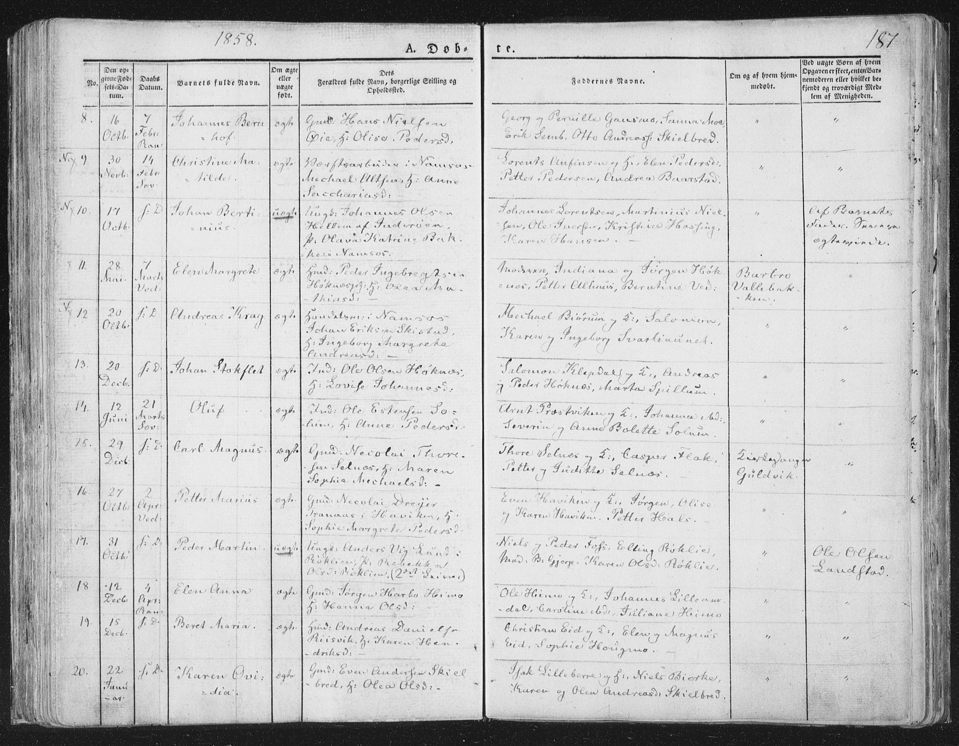 Ministerialprotokoller, klokkerbøker og fødselsregistre - Nord-Trøndelag, SAT/A-1458/764/L0551: Ministerialbok nr. 764A07a, 1824-1864, s. 187