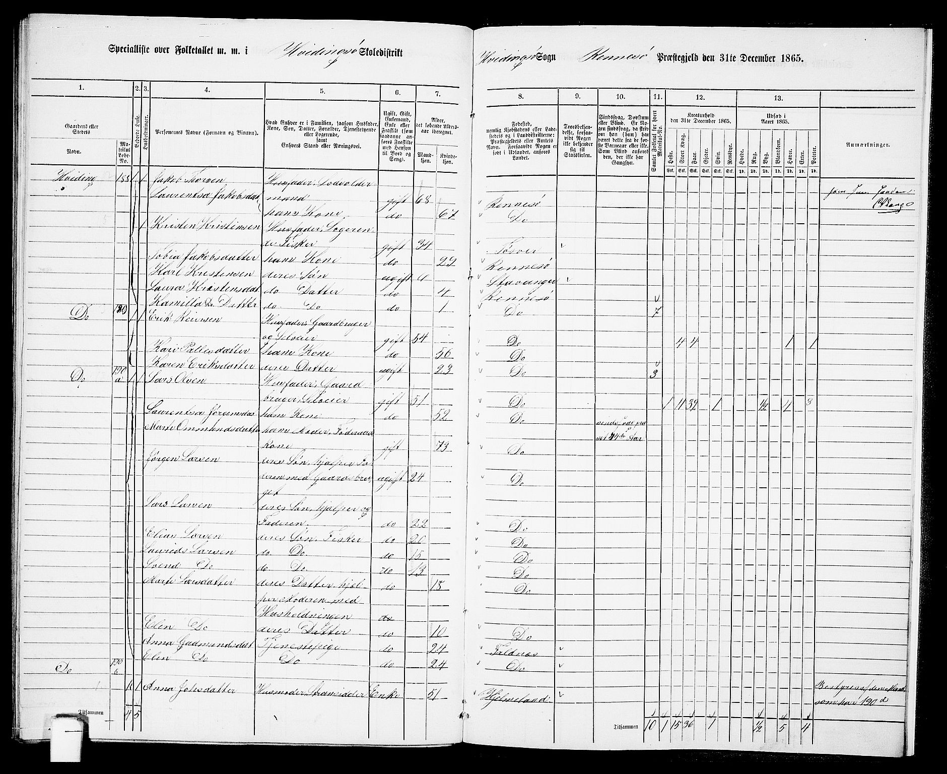 RA, Folketelling 1865 for 1142P Rennesøy prestegjeld, 1865, s. 106