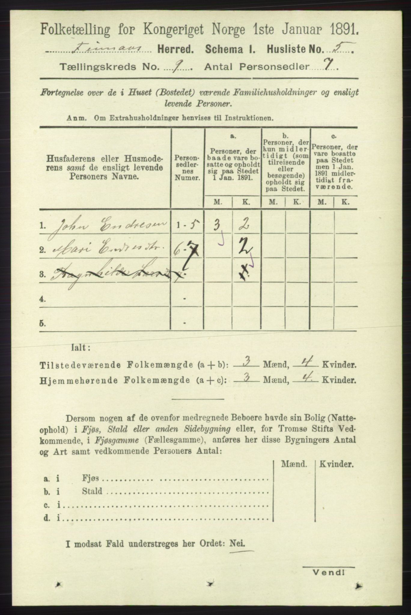 RA, Folketelling 1891 for 1218 Finnås herred, 1891, s. 3860