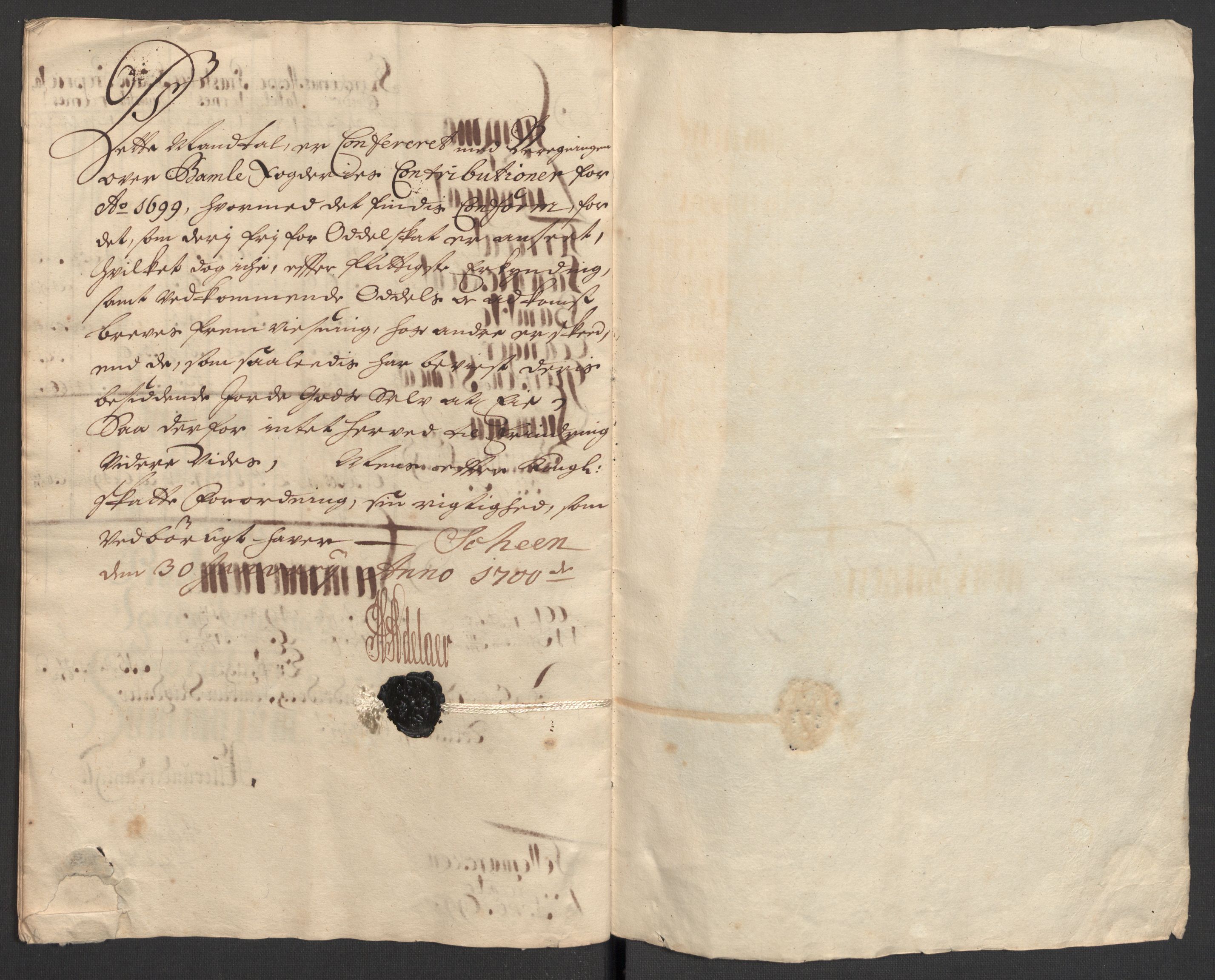 Rentekammeret inntil 1814, Reviderte regnskaper, Fogderegnskap, AV/RA-EA-4092/R36/L2101: Fogderegnskap Øvre og Nedre Telemark og Bamble, 1699, s. 321