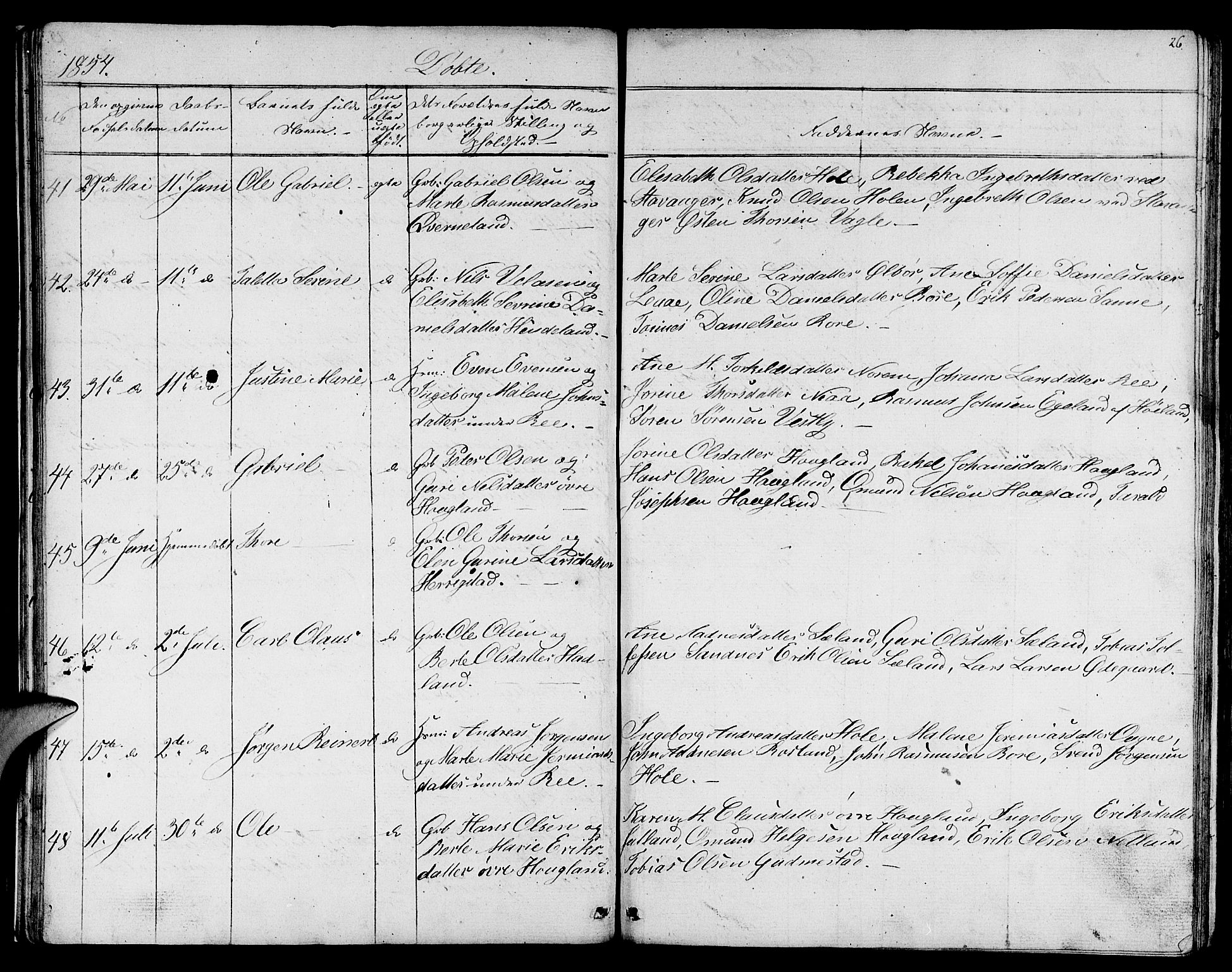 Lye sokneprestkontor, AV/SAST-A-101794/001/30BB/L0002: Klokkerbok nr. B 2, 1852-1867, s. 26