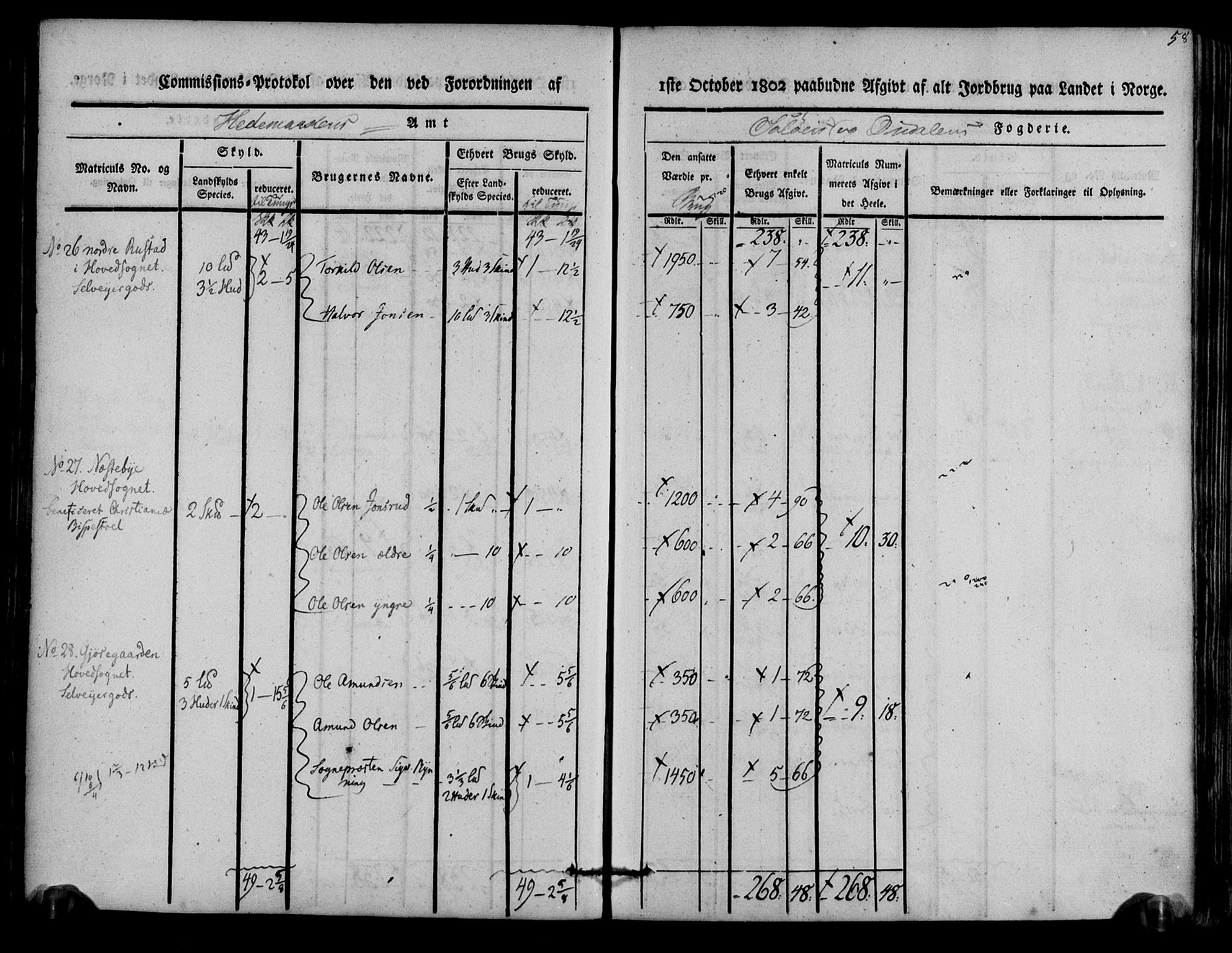 Rentekammeret inntil 1814, Realistisk ordnet avdeling, RA/EA-4070/N/Ne/Nea/L0025: Solør og Odal fogderi. Kommisjonsprotokoll, 1803, s. 61