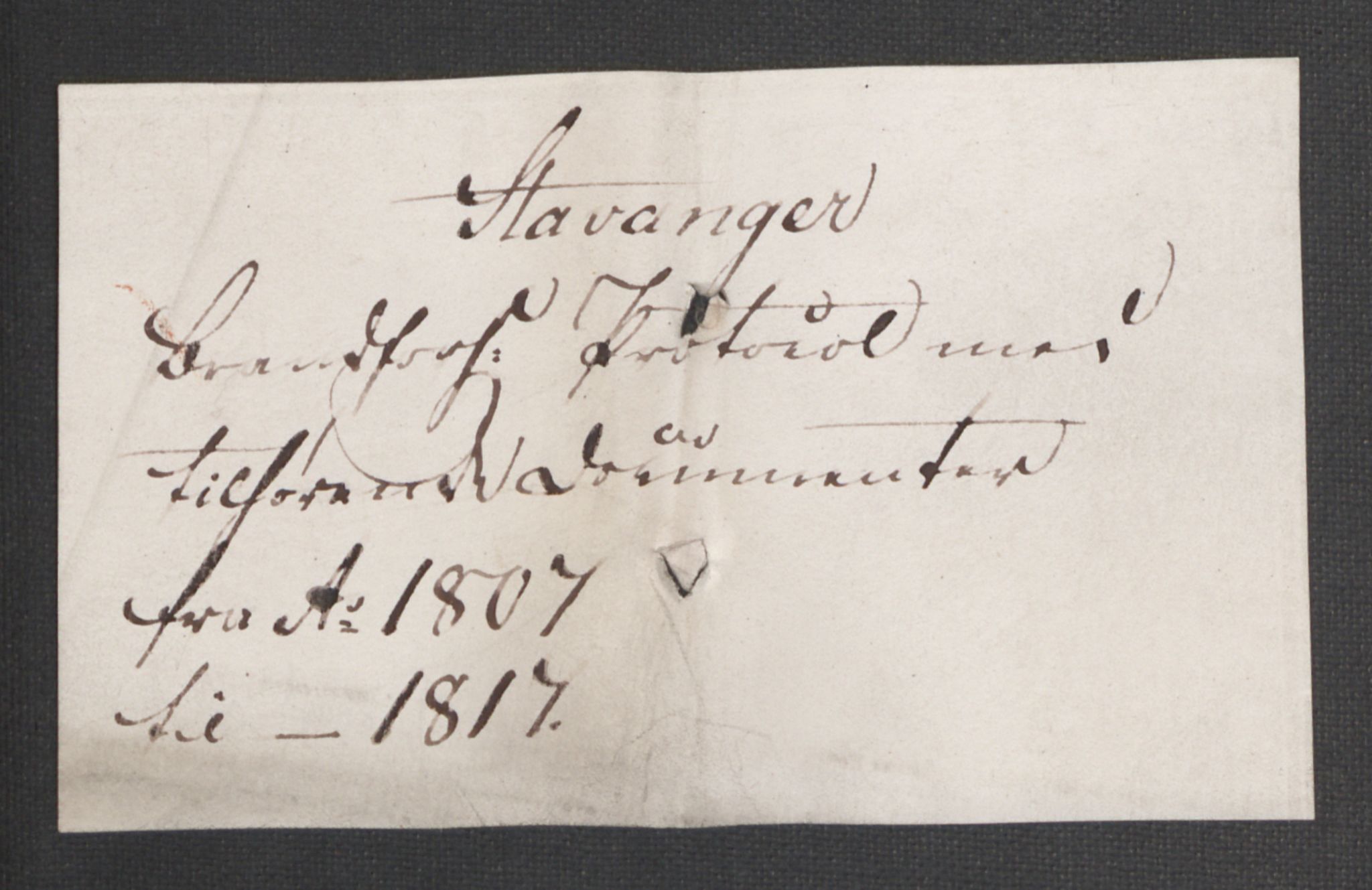 Kommersekollegiet, Brannforsikringskontoret 1767-1814, RA/EA-5458/F/Fa/L0049/0002: Stavanger / Dokumenter, 1807-1817