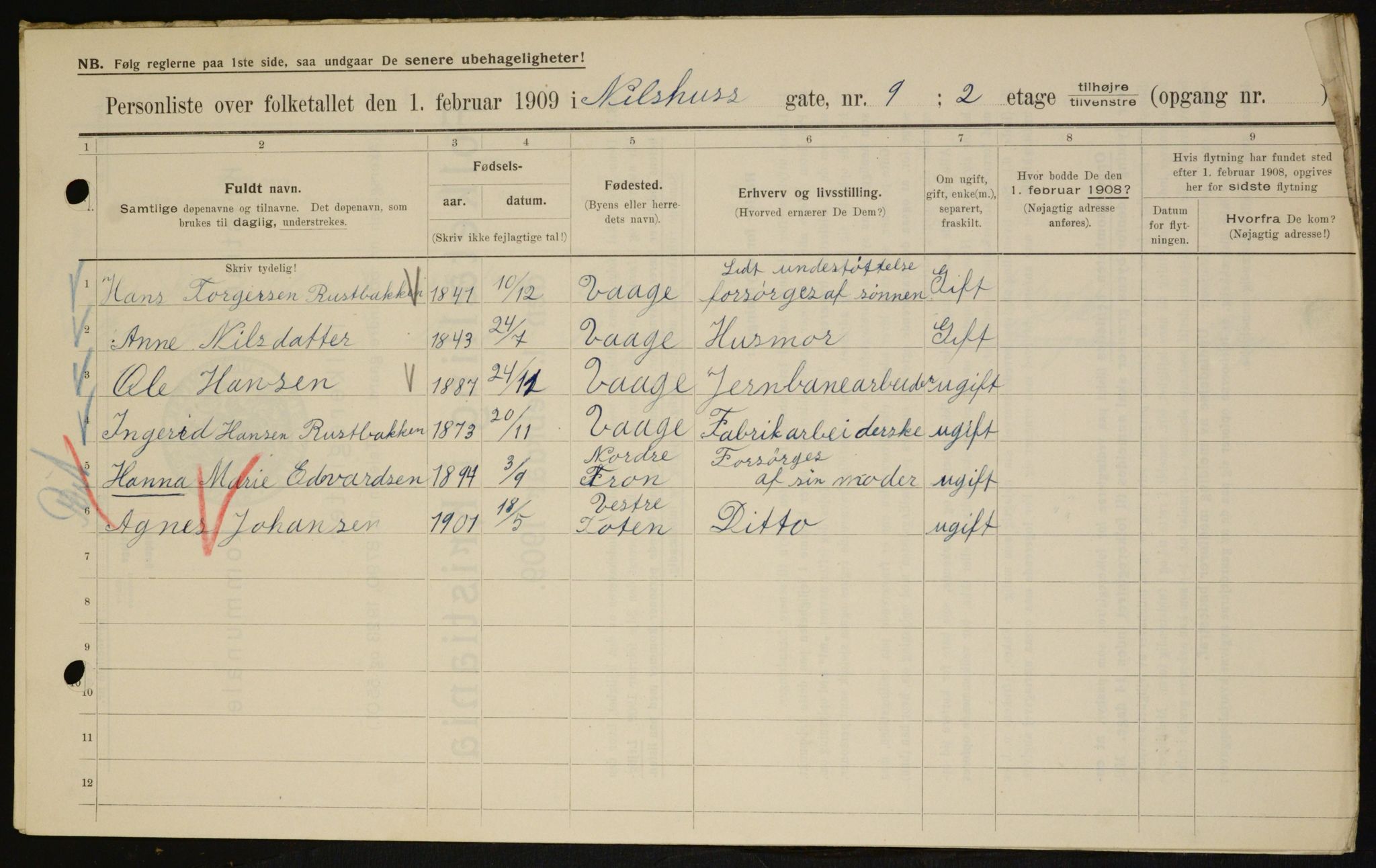 OBA, Kommunal folketelling 1.2.1909 for Kristiania kjøpstad, 1909, s. 64227