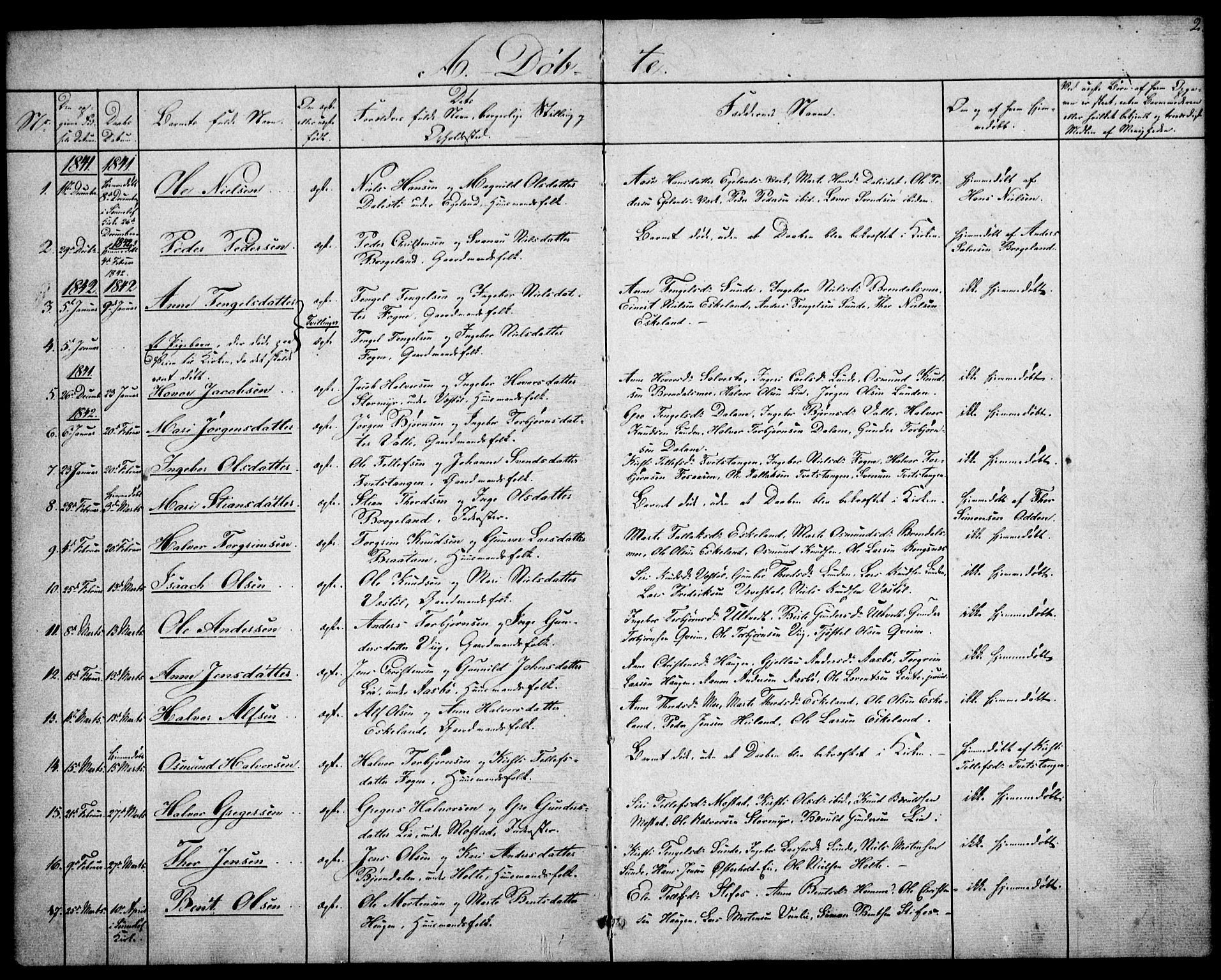 Gjerstad sokneprestkontor, AV/SAK-1111-0014/F/Fa/Faa/L0006: Ministerialbok nr. A 6, 1841-1857, s. 2