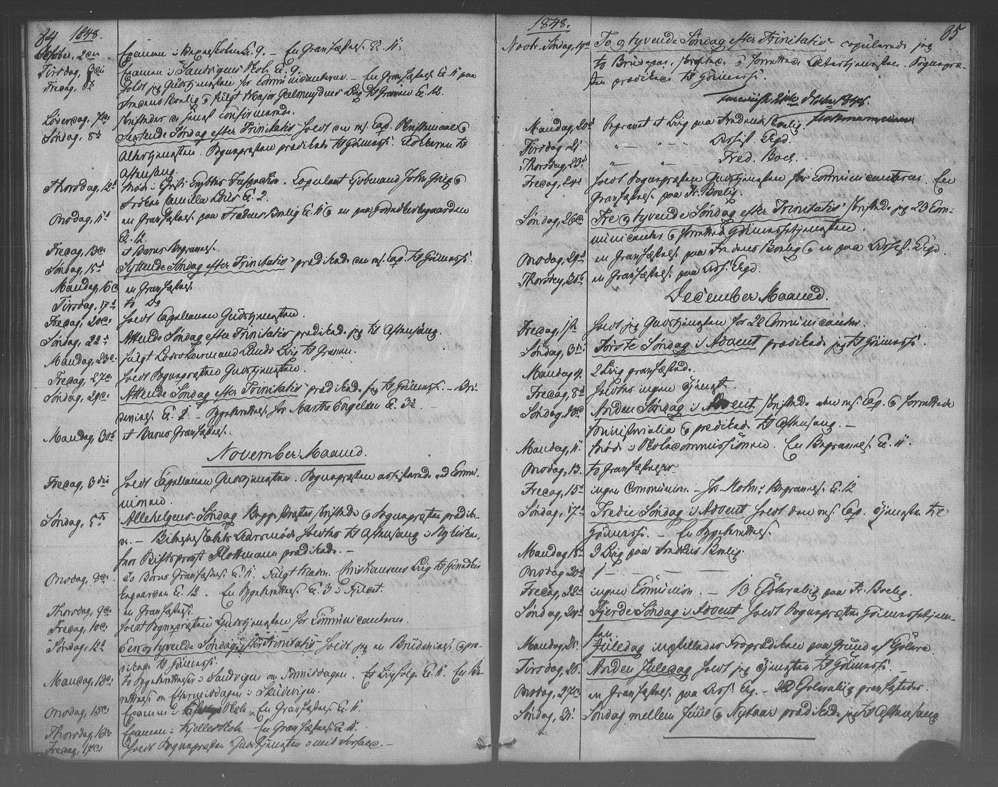 Korskirken sokneprestembete, AV/SAB-A-76101/H/Haa/L0067: Residerende kapellans bok nr. A 2, 1844-1854, s. 84-85