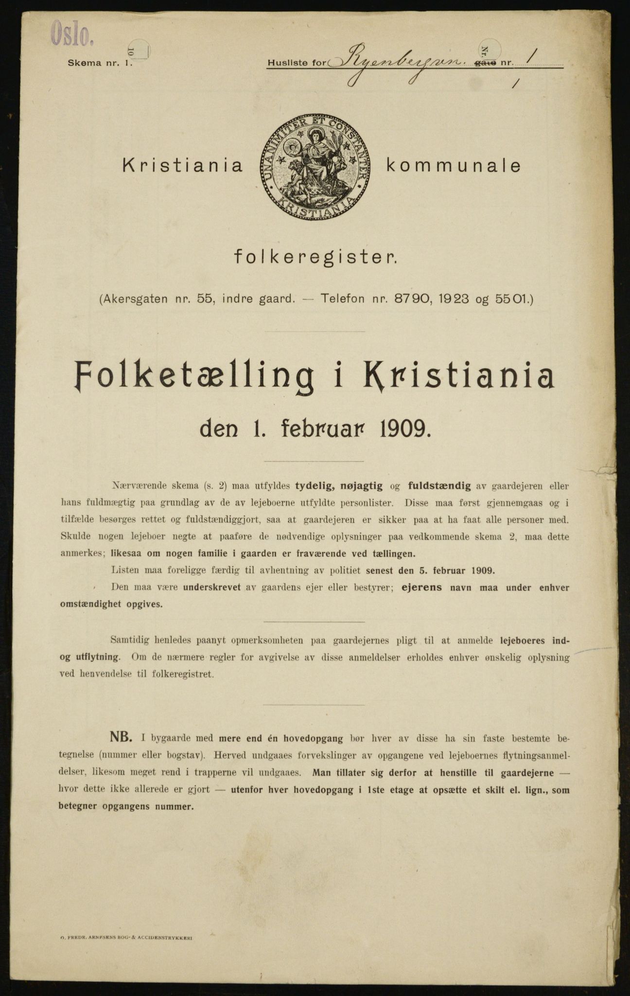 OBA, Kommunal folketelling 1.2.1909 for Kristiania kjøpstad, 1909, s. 77790