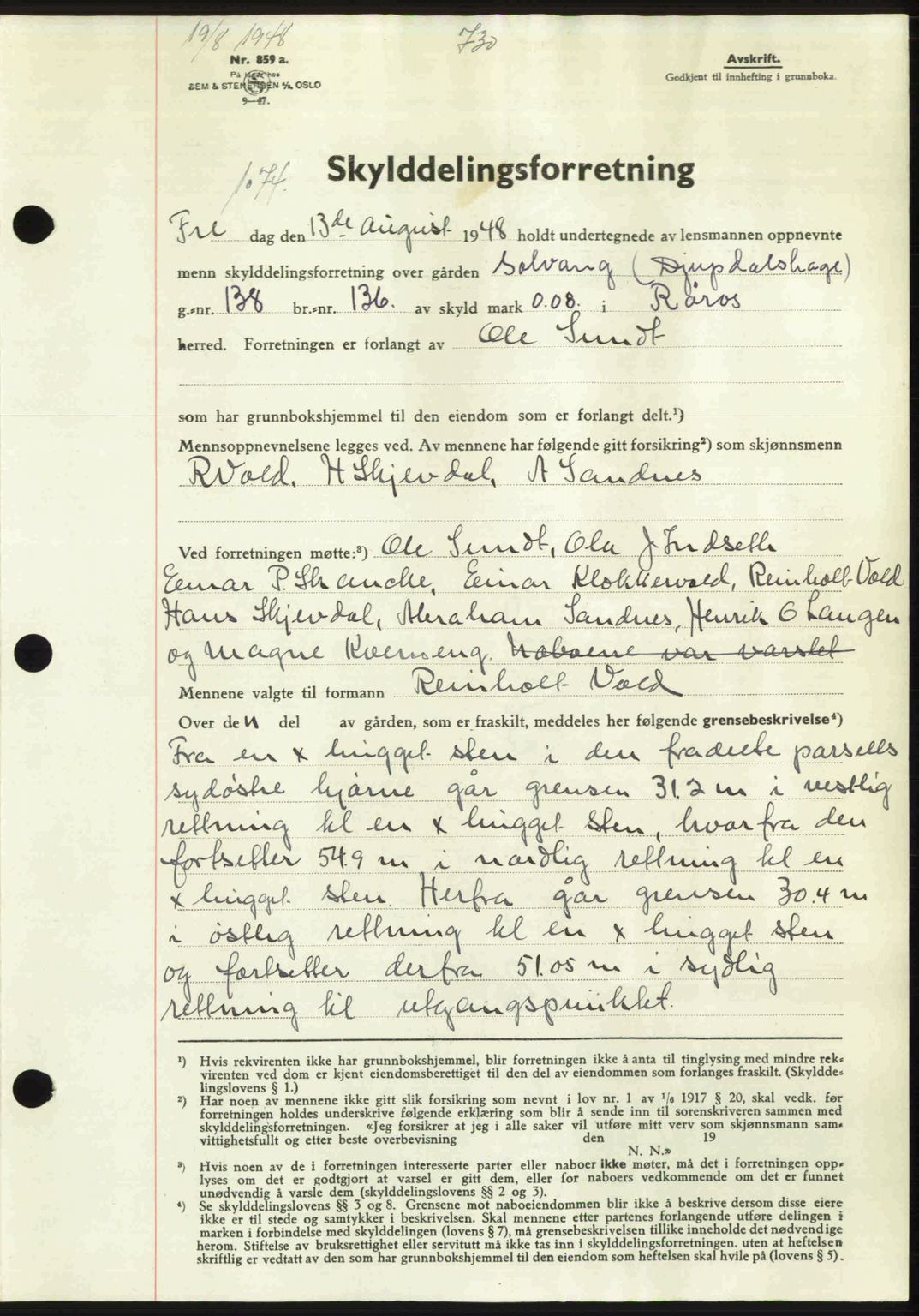 Gauldal sorenskriveri, SAT/A-0014/1/2/2C: Pantebok nr. A6, 1948-1948, Dagboknr: 1074/1948