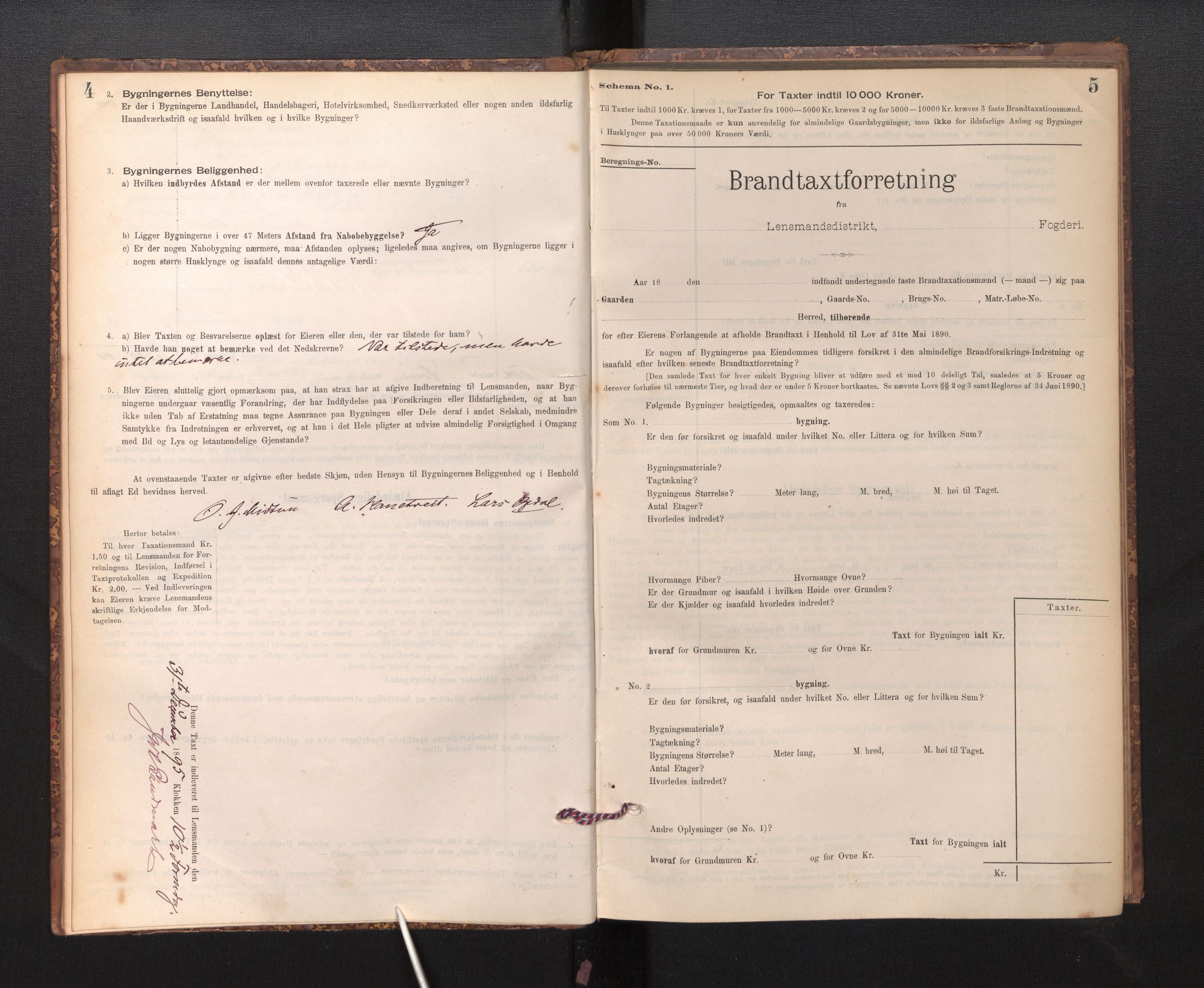 Lensmannen i Gulen, SAB/A-27901/0012/L0002: Branntakstprotokoll, 1895-1904, s. 4-5