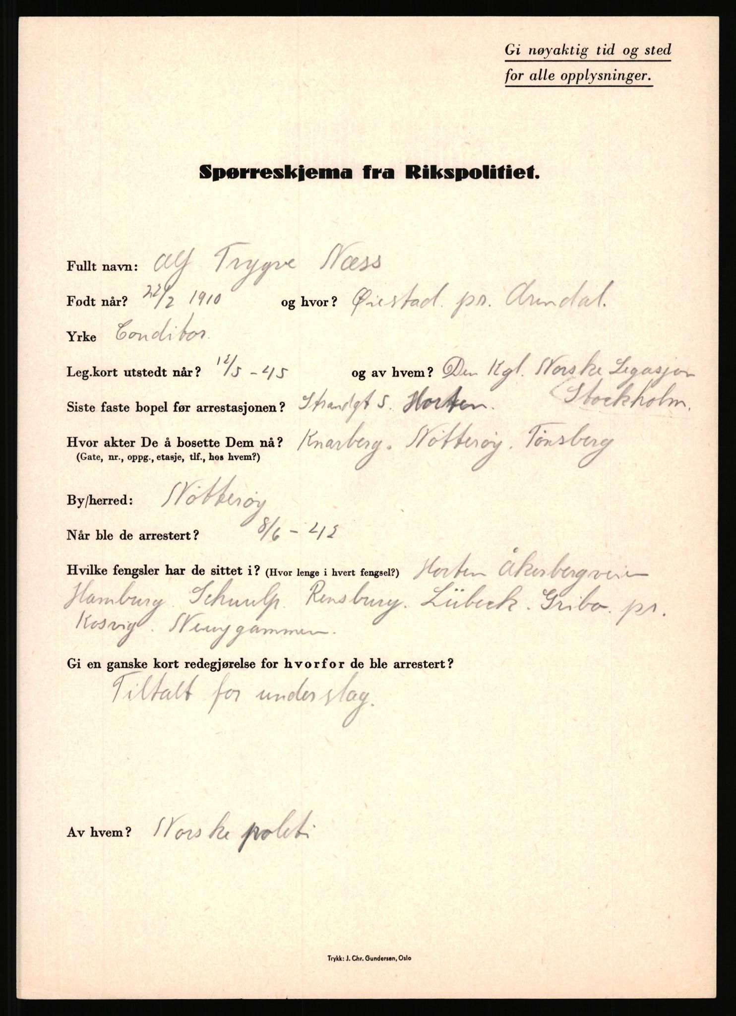 Rikspolitisjefen, AV/RA-S-1560/L/L0012: Mogensen, Øivind - Noraas, Lars, 1940-1945, s. 412