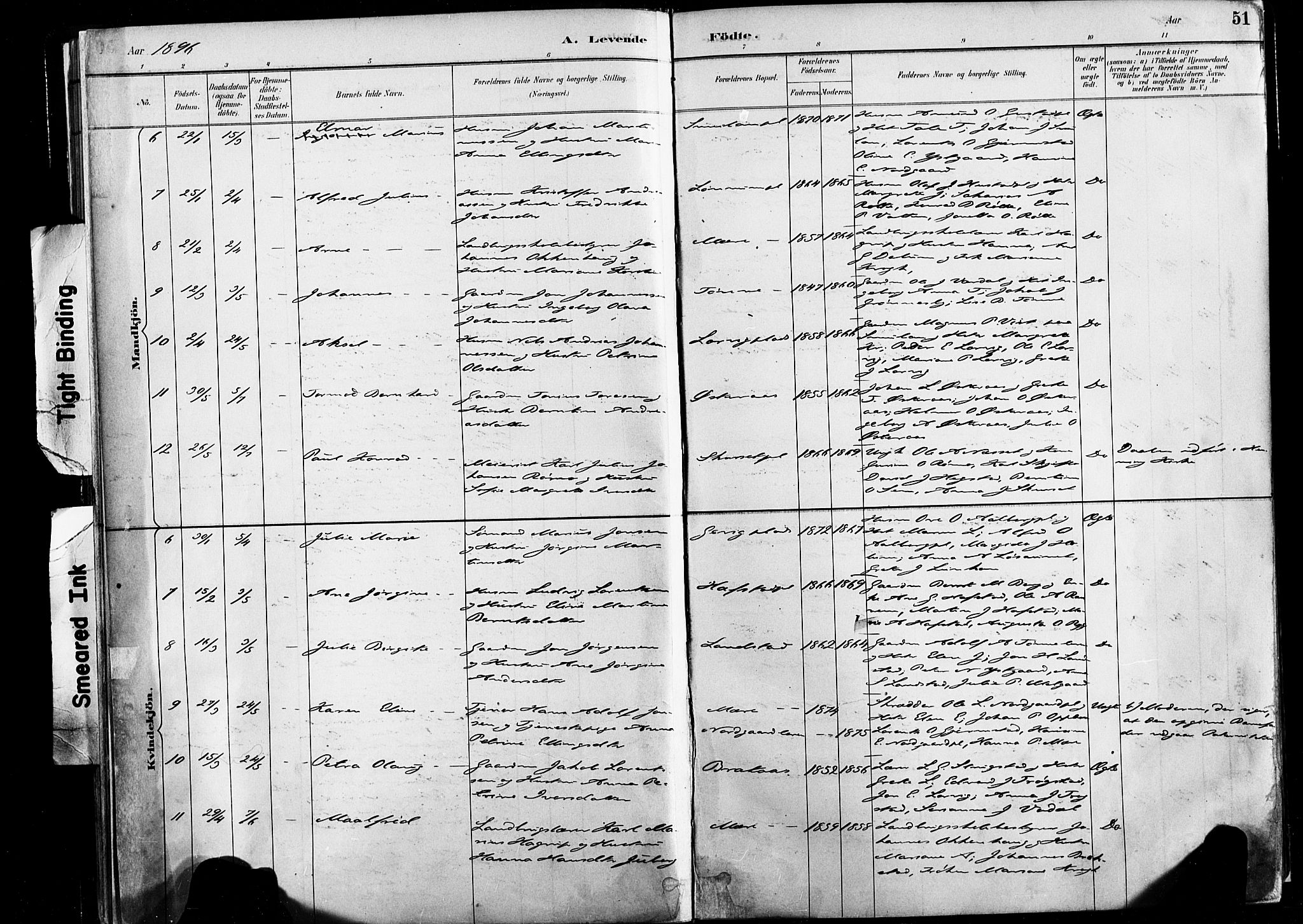 Ministerialprotokoller, klokkerbøker og fødselsregistre - Nord-Trøndelag, SAT/A-1458/735/L0351: Ministerialbok nr. 735A10, 1884-1908, s. 51