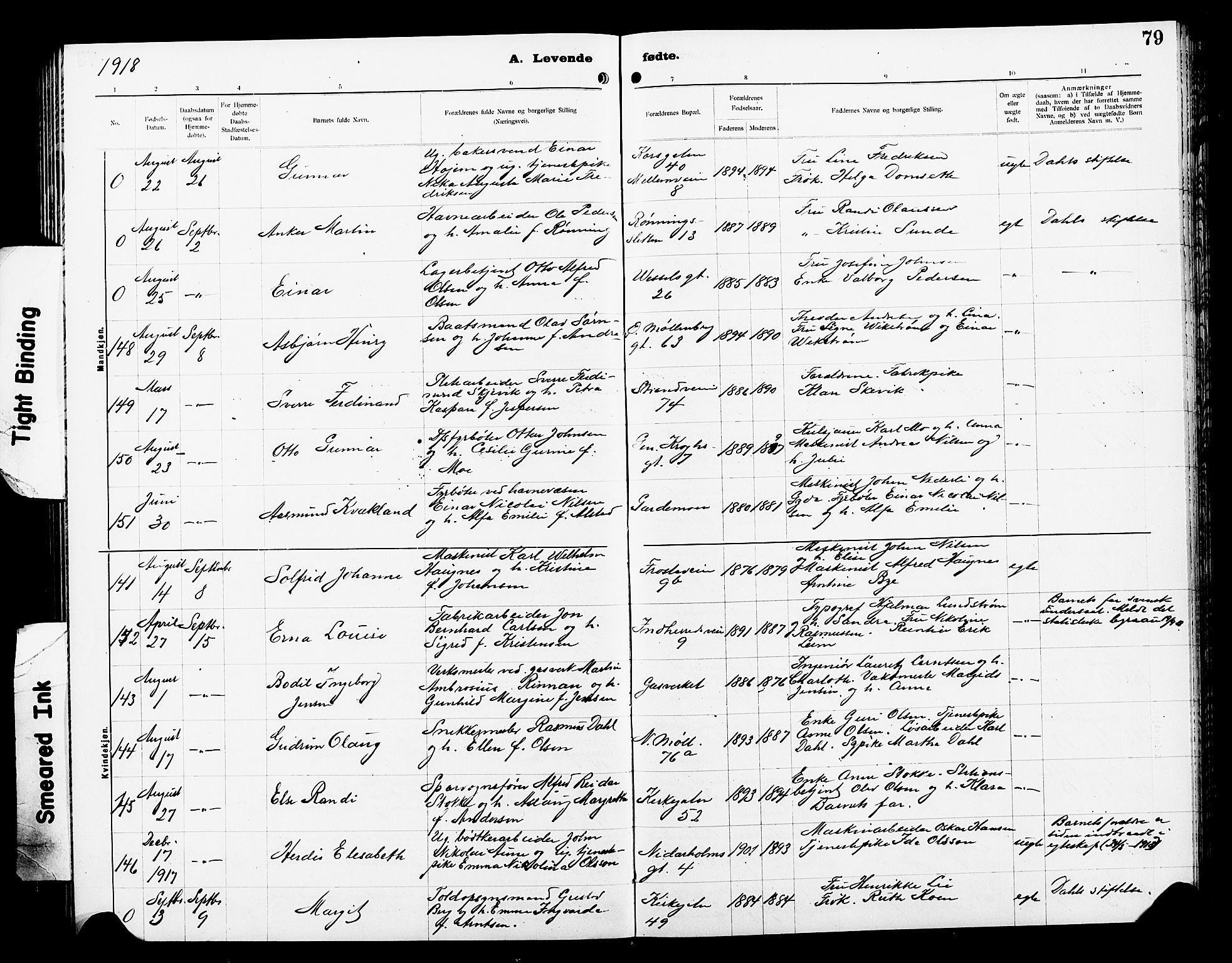 Ministerialprotokoller, klokkerbøker og fødselsregistre - Sør-Trøndelag, AV/SAT-A-1456/605/L0256: Klokkerbok nr. 605C03, 1916-1920, s. 79