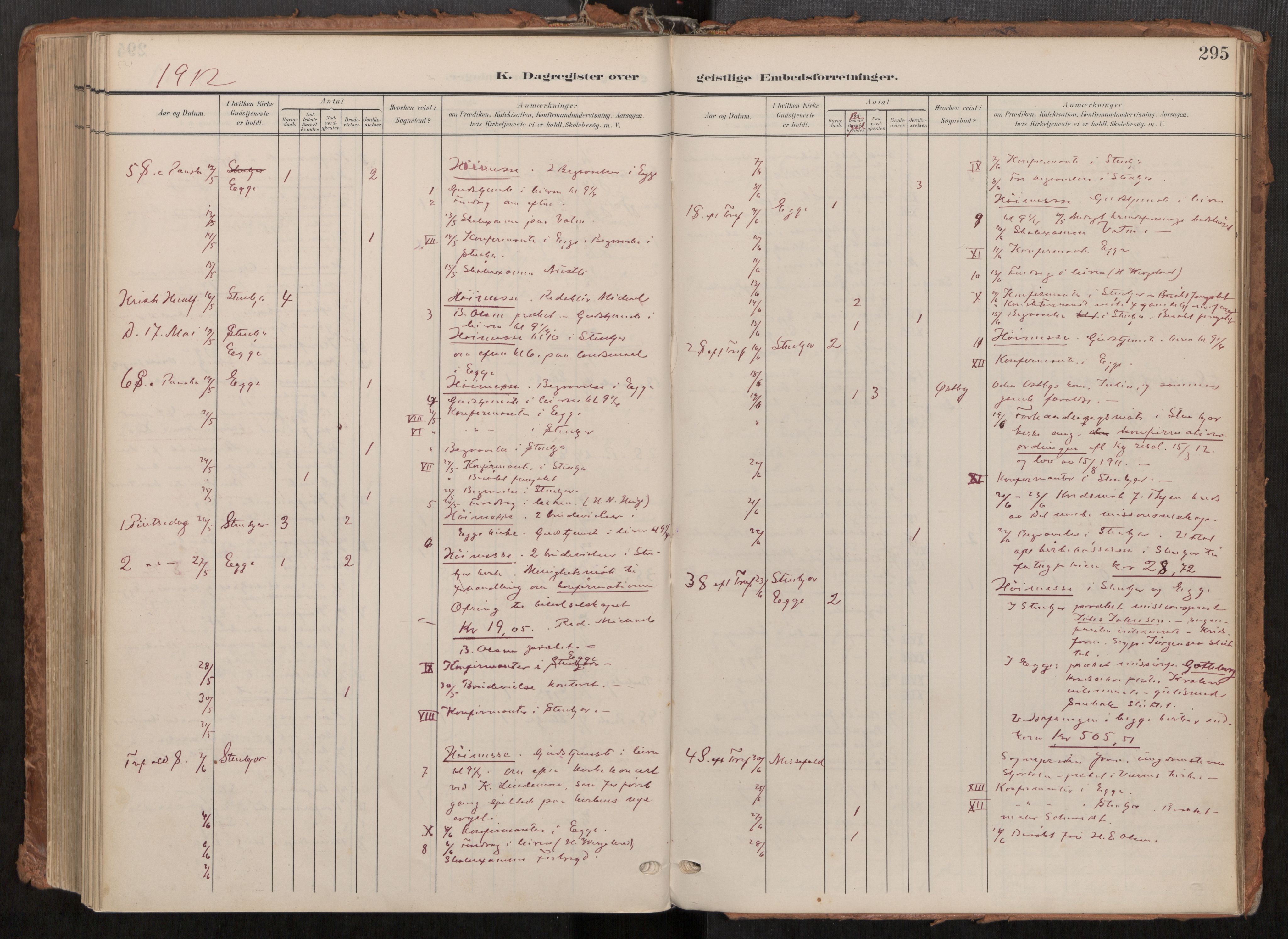 Steinkjer sokneprestkontor, AV/SAT-A-1541/01/H/Ha/Haa/L0001: Ministerialbok nr. 1, 1904-1912, s. 295