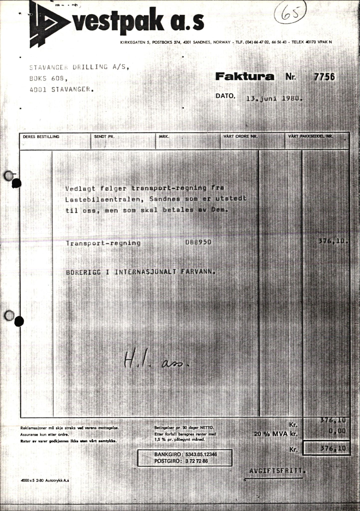 Pa 1503 - Stavanger Drilling AS, AV/SAST-A-101906/2/E/Ec/Eca/L0013: Sak og korrespondanse, 1980-1982