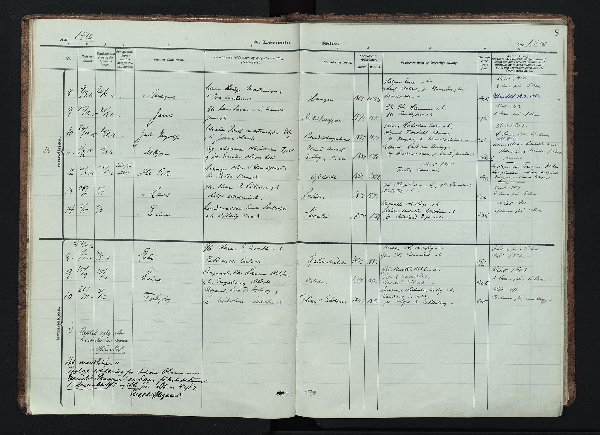 Trysil prestekontor, AV/SAH-PREST-046/H/Ha/Haa/L0016: Ministerialbok nr. 16, 1913-1946, s. 8