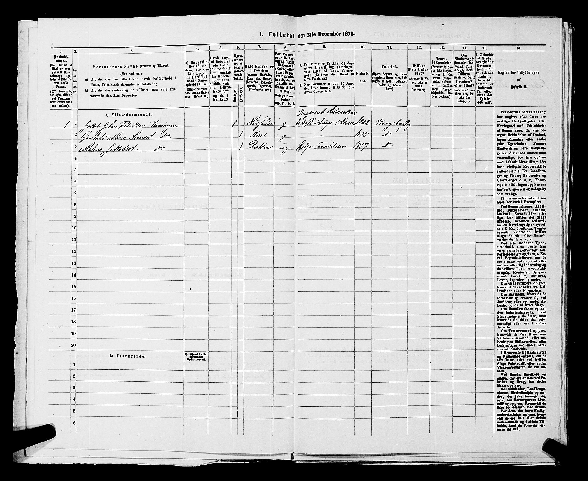 SAKO, Folketelling 1875 for 0692L Kongsberg prestegjeld, Kongsberg landsokn, 1875, s. 62