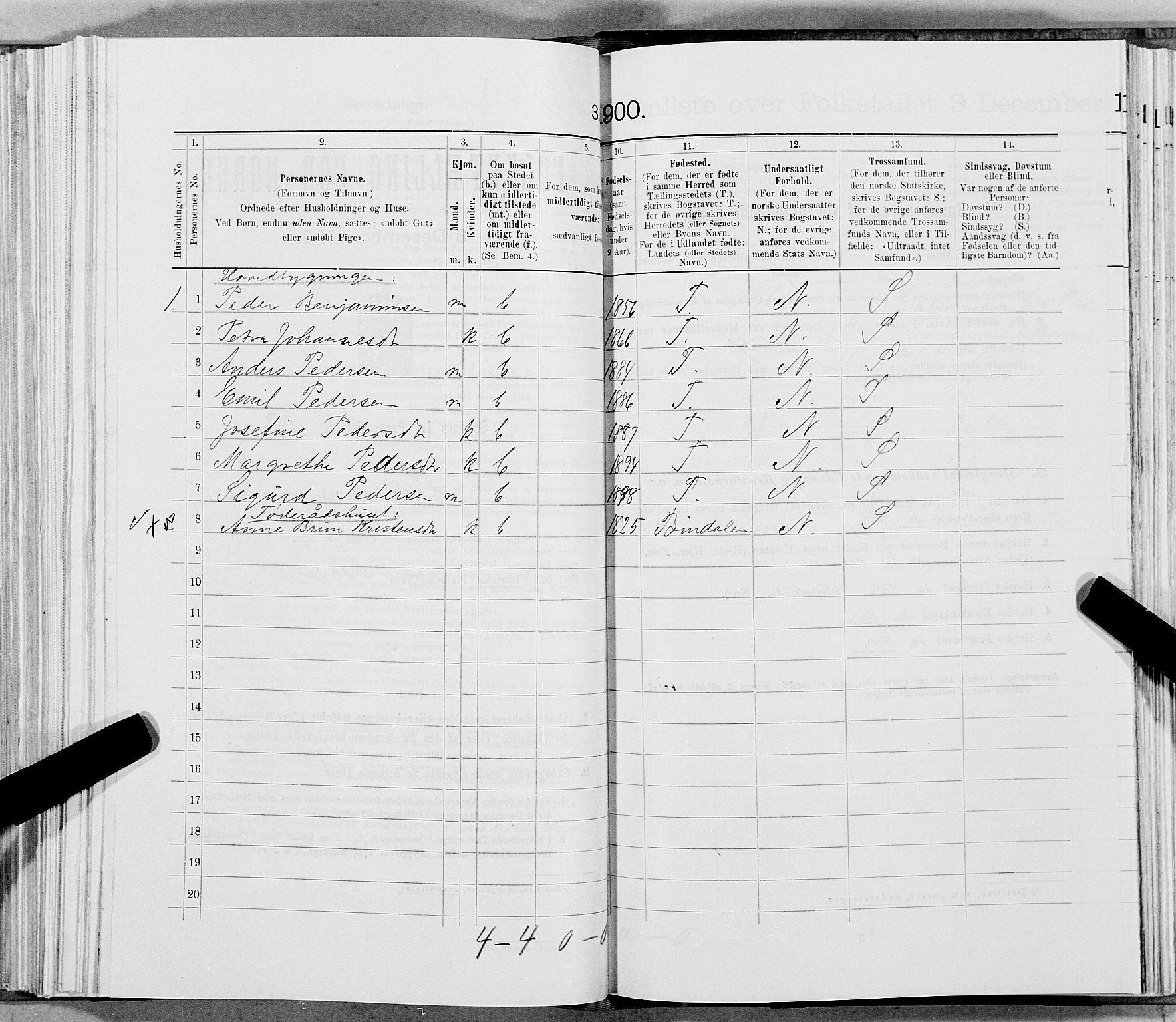 SAT, Folketelling 1900 for 1755 Leka herred, 1900, s. 309