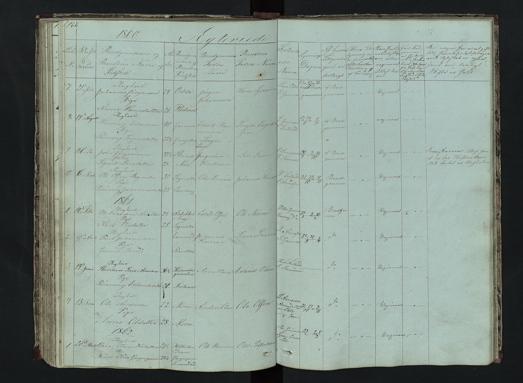 Lom prestekontor, AV/SAH-PREST-070/L/L0014: Klokkerbok nr. 14, 1845-1876, s. 166-167