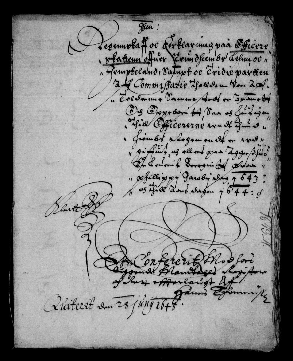 Rentekammeret inntil 1814, Reviderte regnskaper, Lensregnskaper, AV/RA-EA-5023/R/Rb/Rbw/L0080: Trondheim len, 1643-1644