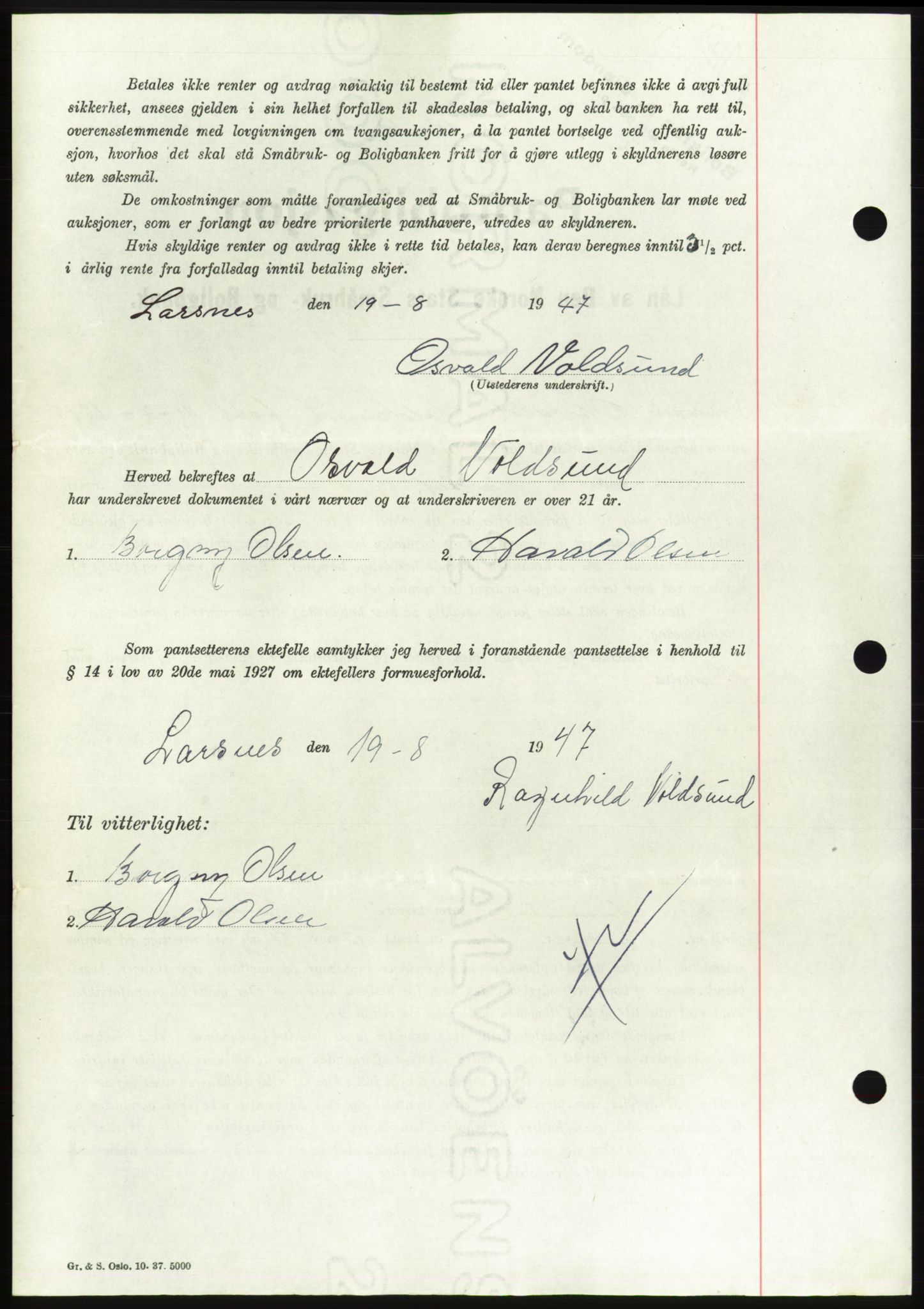 Søre Sunnmøre sorenskriveri, AV/SAT-A-4122/1/2/2C/L0115: Pantebok nr. 3B, 1947-1948, Dagboknr: 1157/1947