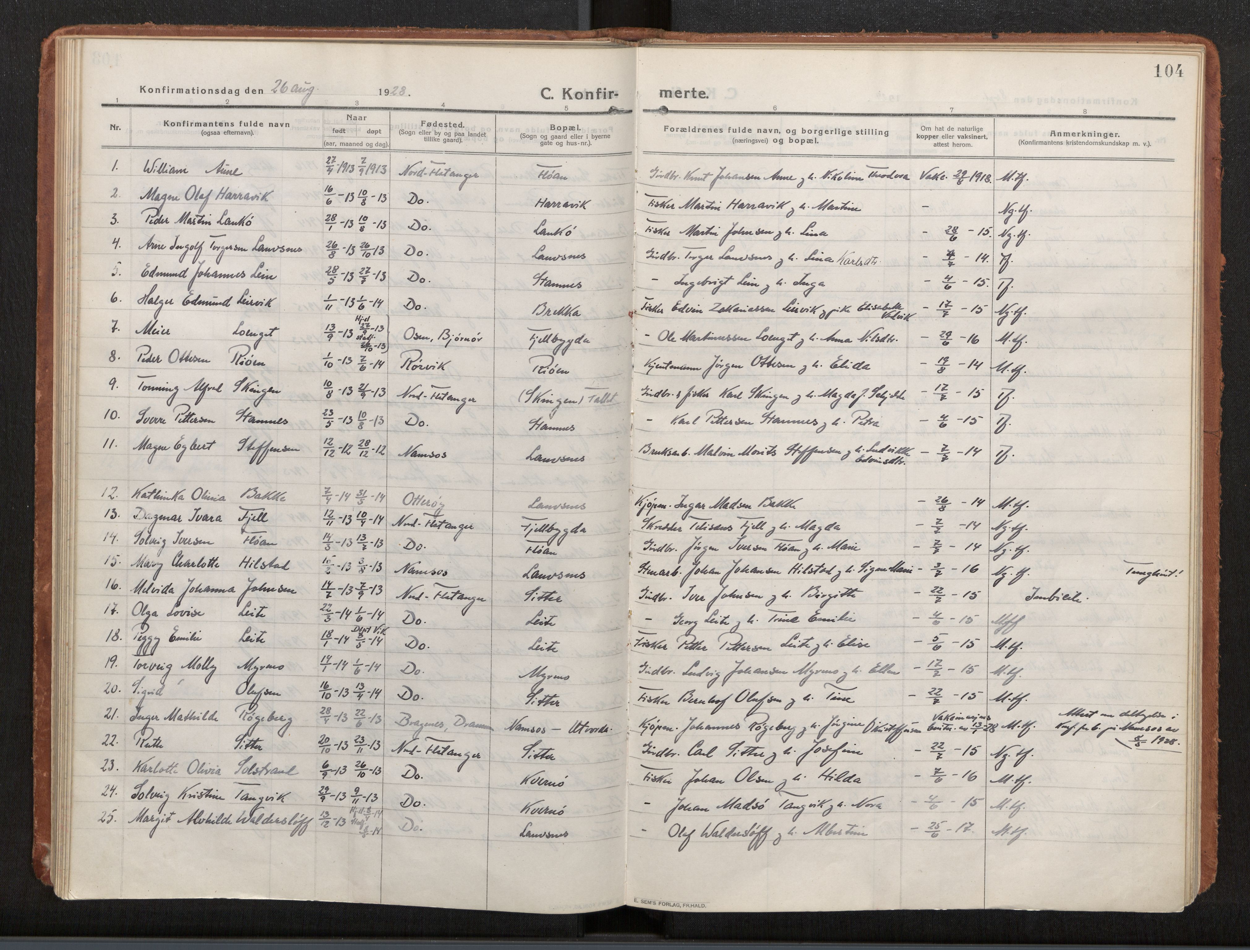 Ministerialprotokoller, klokkerbøker og fødselsregistre - Nord-Trøndelag, AV/SAT-A-1458/772/L0604: Ministerialbok nr. 772A02, 1913-1937, s. 104