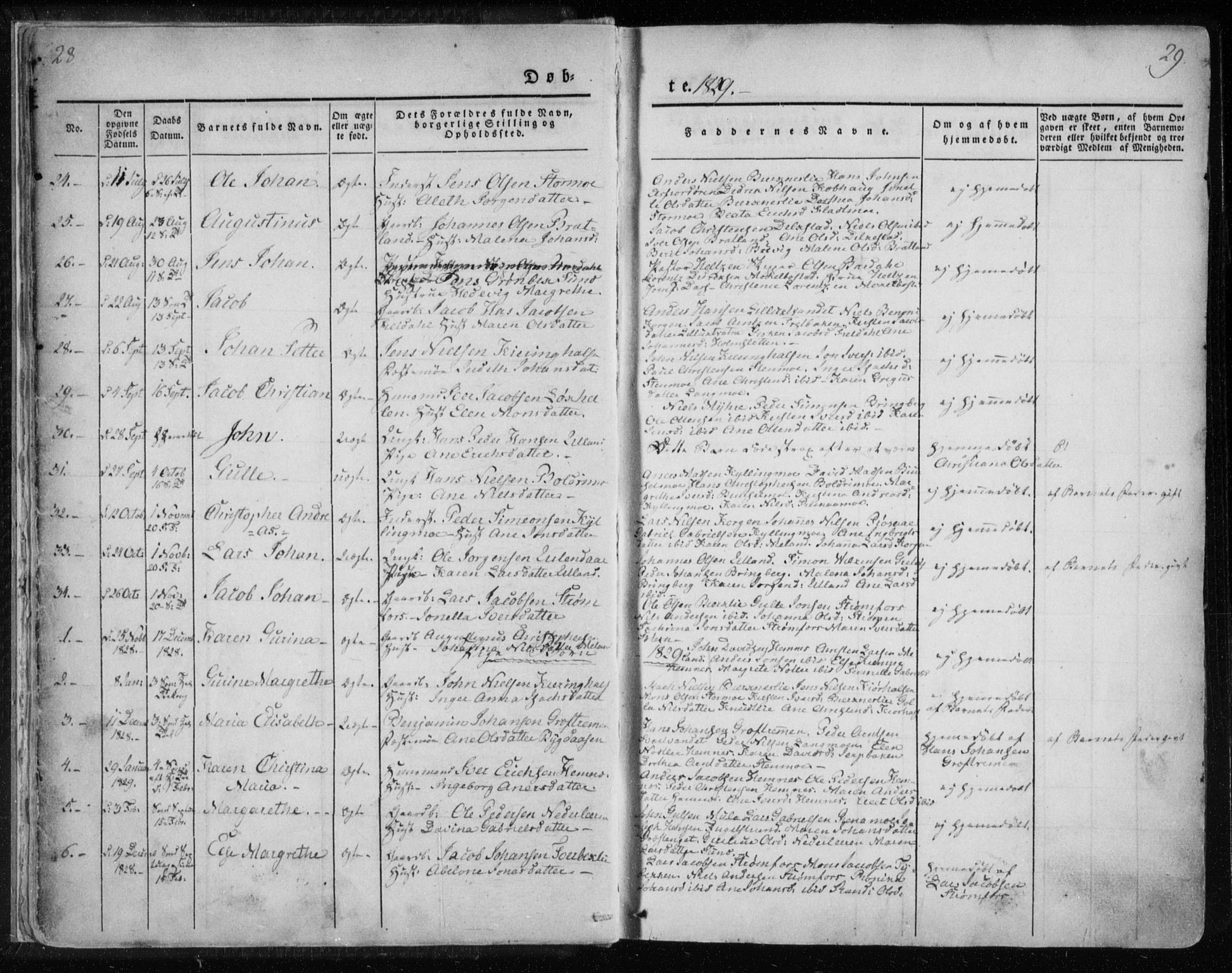 Ministerialprotokoller, klokkerbøker og fødselsregistre - Nordland, AV/SAT-A-1459/825/L0354: Ministerialbok nr. 825A08, 1826-1841, s. 28-29