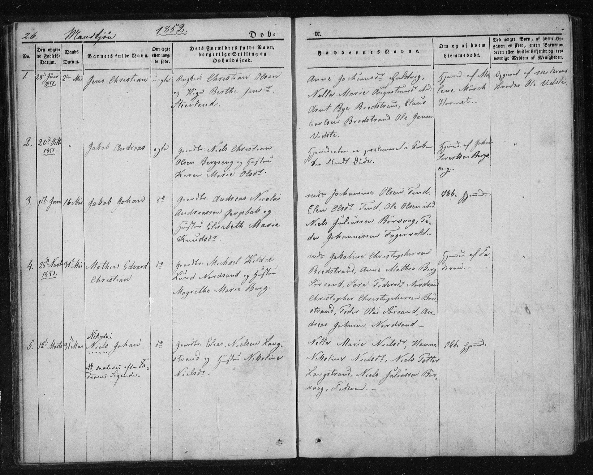 Ministerialprotokoller, klokkerbøker og fødselsregistre - Nordland, SAT/A-1459/893/L1332: Ministerialbok nr. 893A05, 1841-1858, s. 26