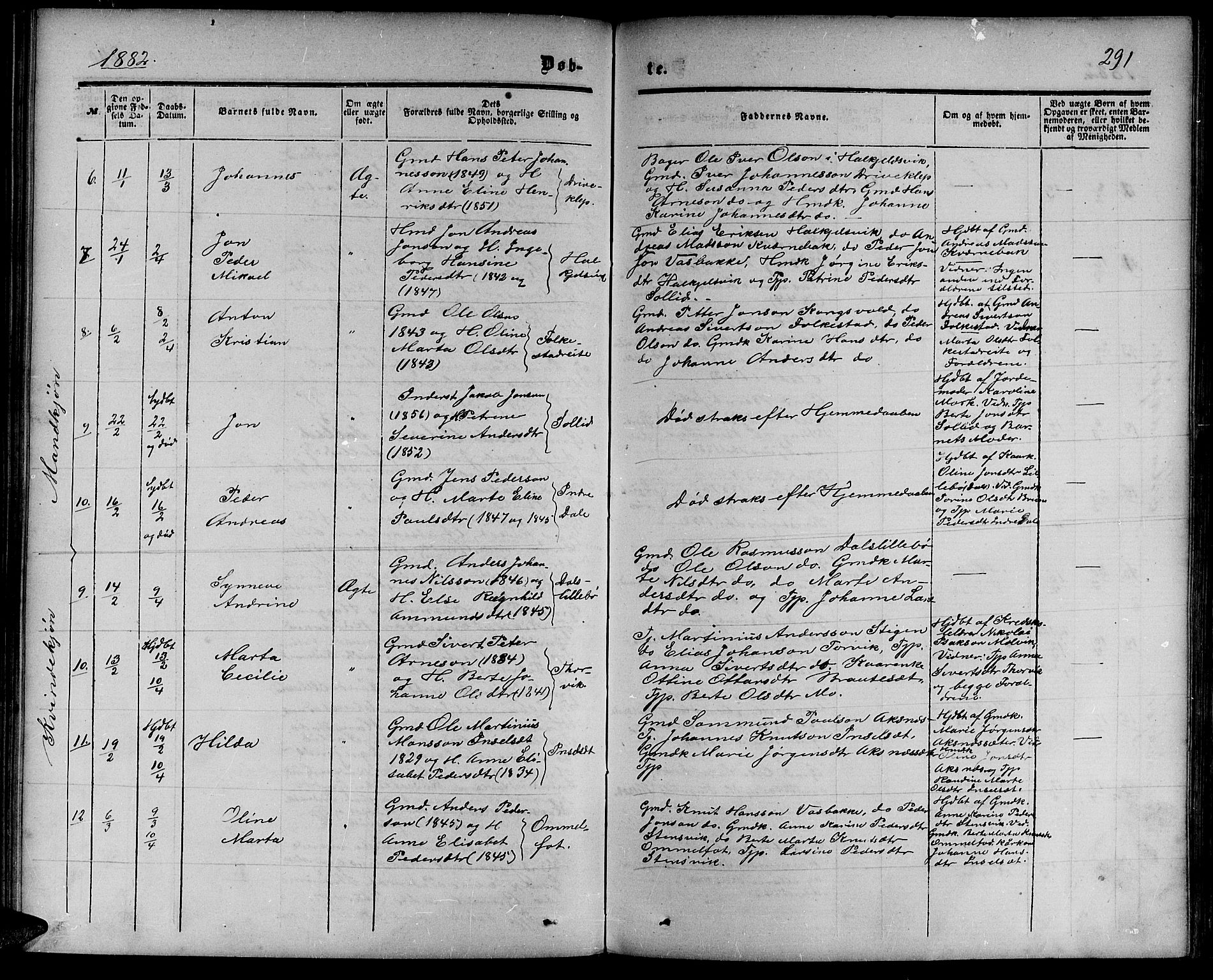 Ministerialprotokoller, klokkerbøker og fødselsregistre - Møre og Romsdal, AV/SAT-A-1454/511/L0157: Klokkerbok nr. 511C03, 1864-1884, s. 291