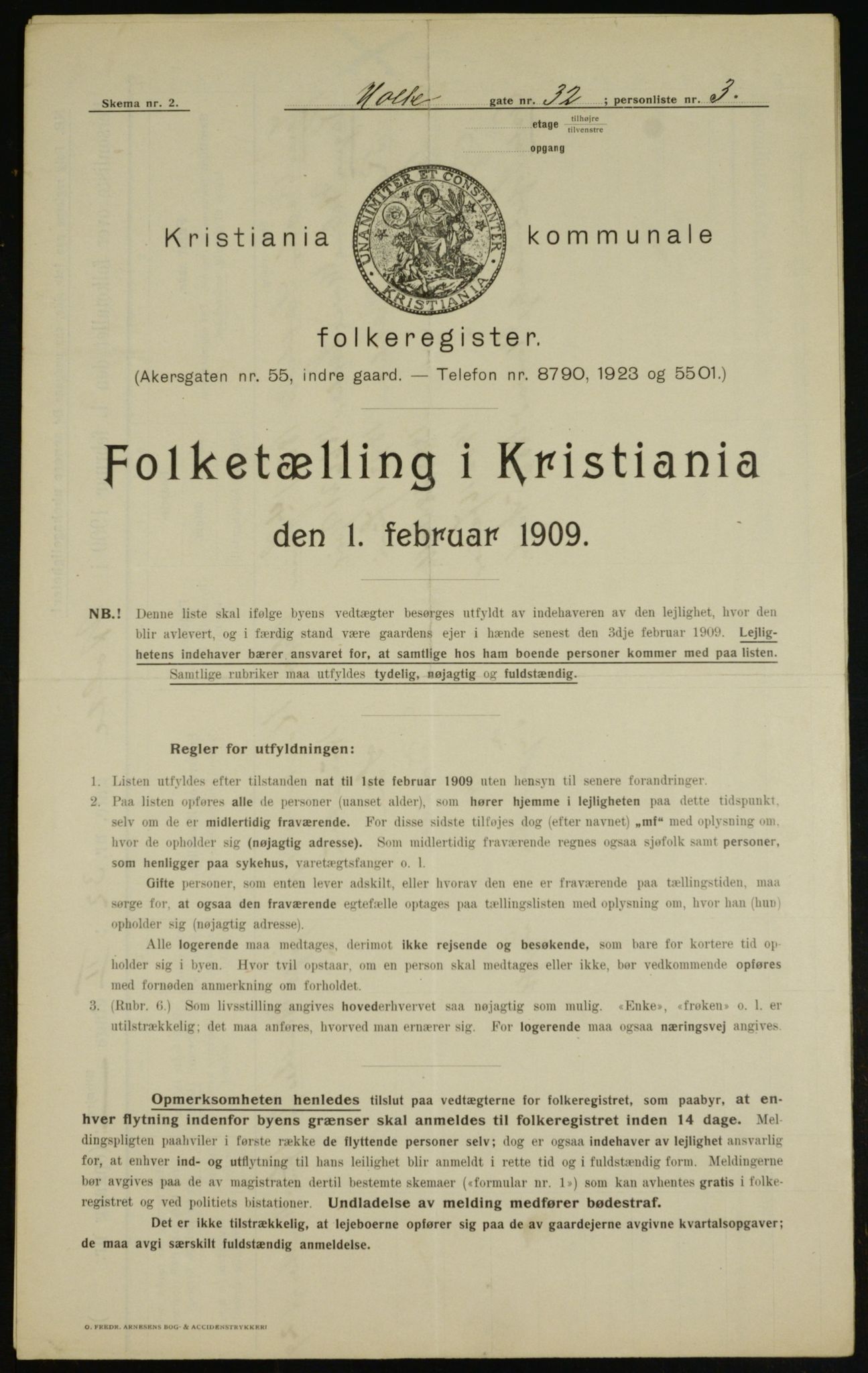 OBA, Kommunal folketelling 1.2.1909 for Kristiania kjøpstad, 1909, s. 37524