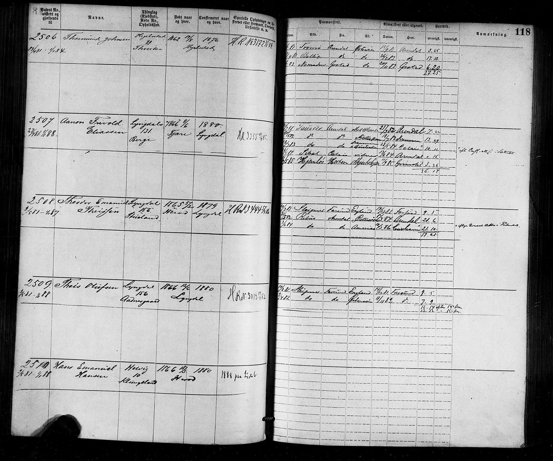 Farsund mønstringskrets, AV/SAK-2031-0017/F/Fa/L0002: Annotasjonsrulle nr 1921-3815 med register, M-2, 1877-1894, s. 144