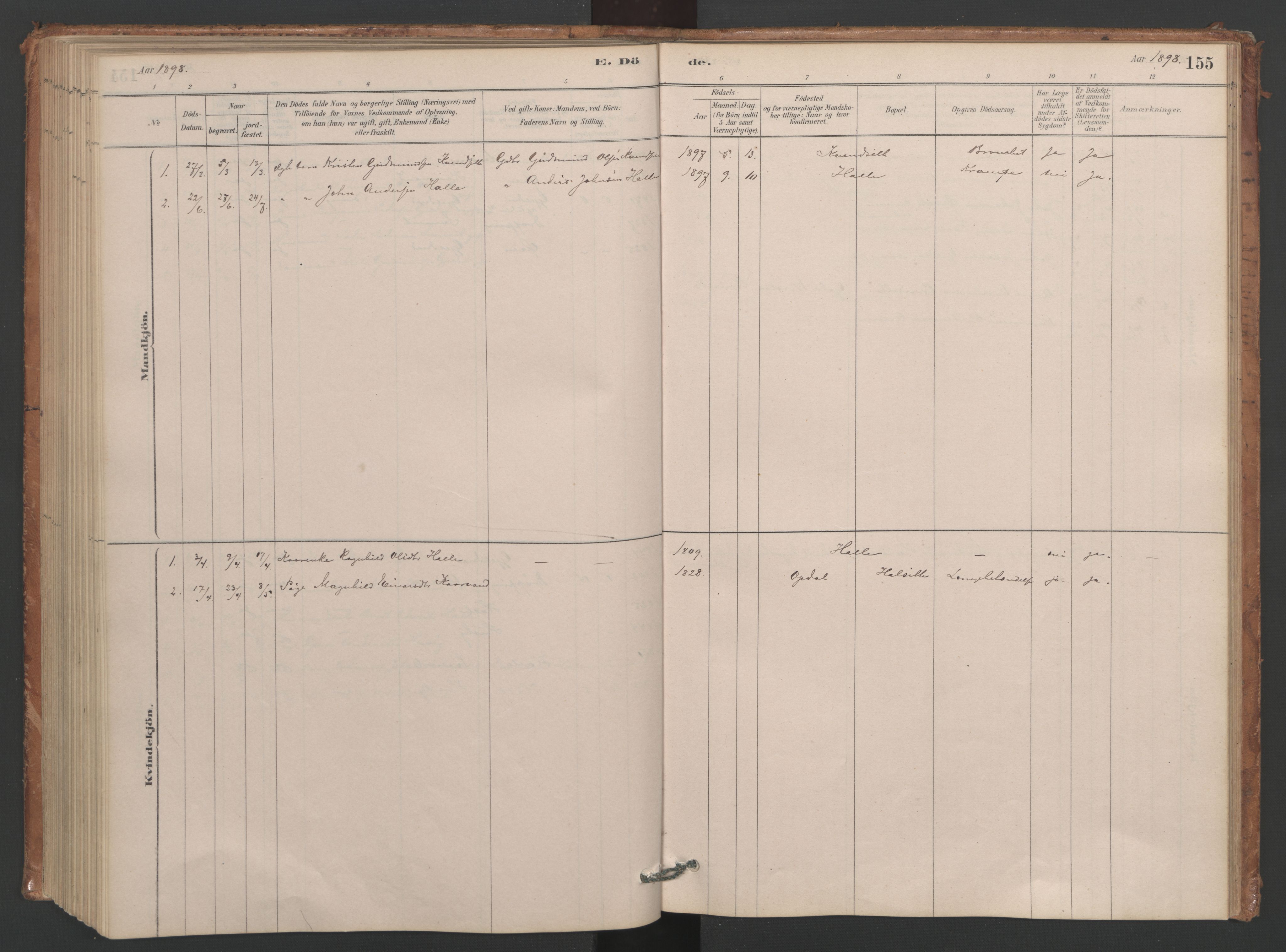 Ministerialprotokoller, klokkerbøker og fødselsregistre - Møre og Romsdal, SAT/A-1454/593/L1034: Ministerialbok nr. 593A01, 1879-1911, s. 155