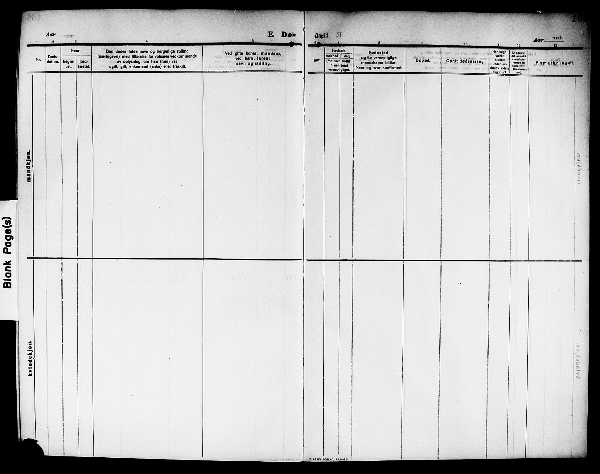 Rakkestad prestekontor Kirkebøker, AV/SAO-A-2008/G/Ga/L0001: Klokkerbok nr. I 1, 1909-1920, s. 165