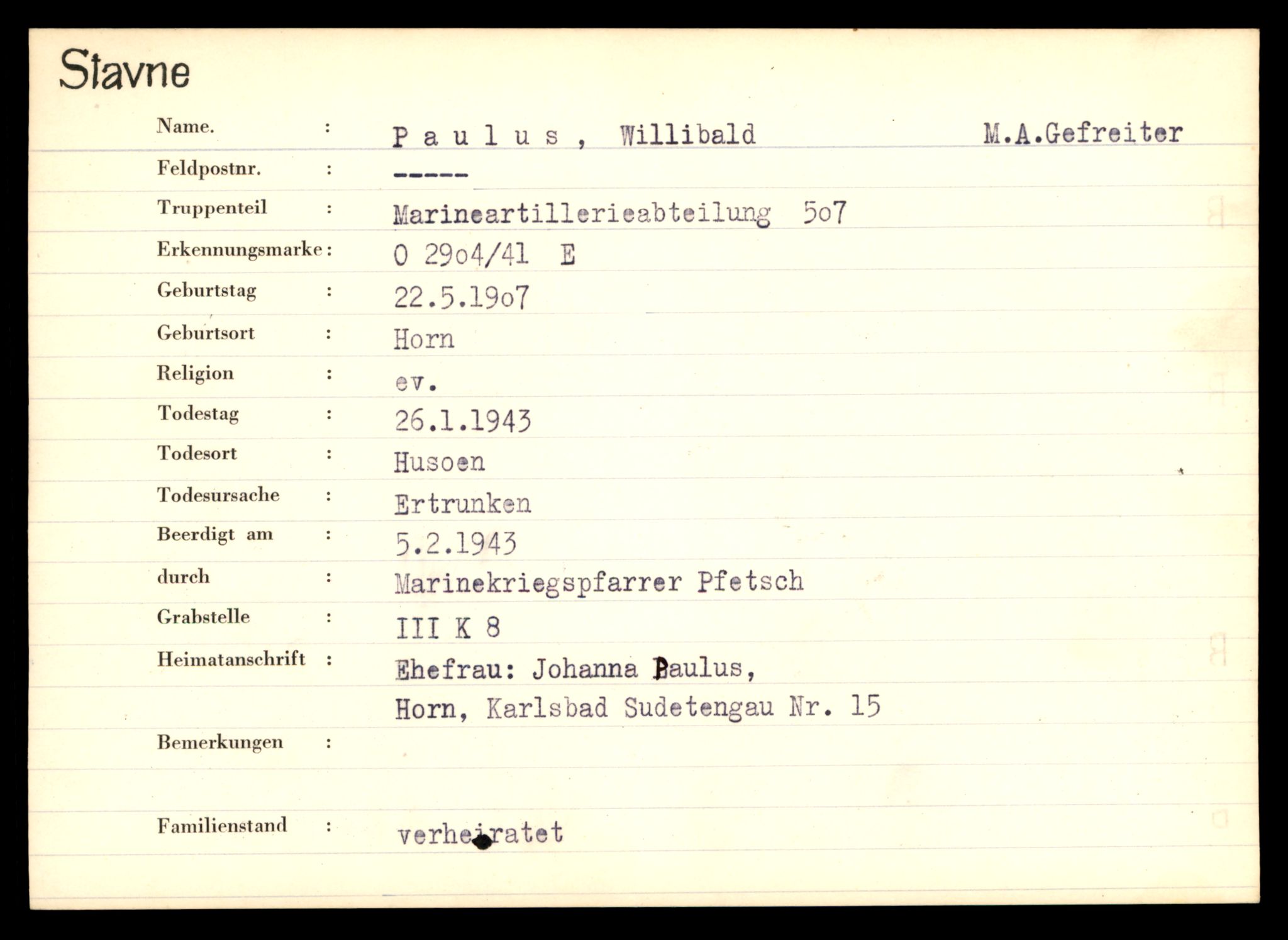 Distriktskontoret for krigsgraver, AV/SAT-A-5030/E/L0003: Kasett/kartotek over tysk Krigskirkegård Stavne, 1945, s. 1031