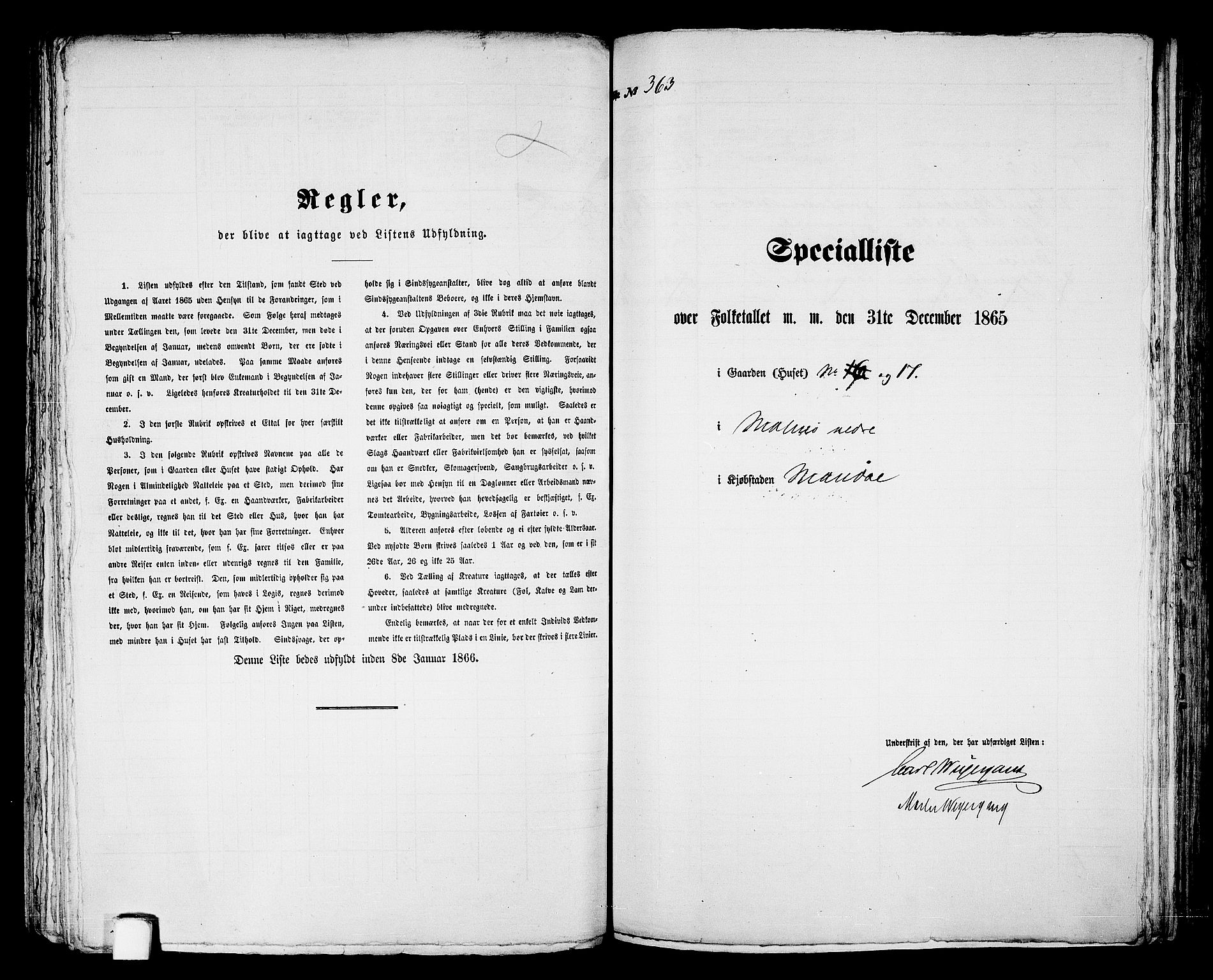RA, Folketelling 1865 for 1002B Mandal prestegjeld, Mandal ladested, 1865, s. 734