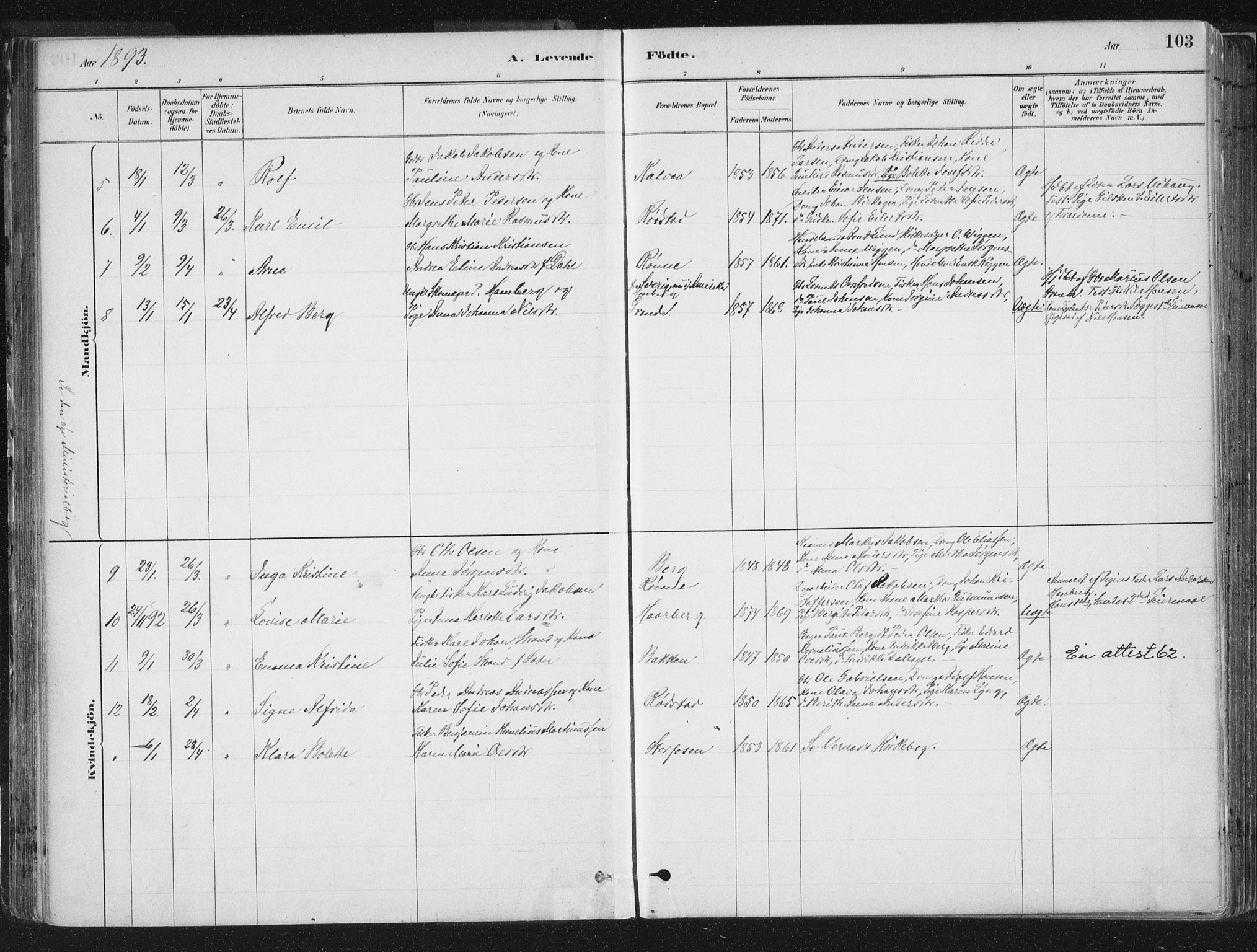 Ministerialprotokoller, klokkerbøker og fødselsregistre - Sør-Trøndelag, SAT/A-1456/659/L0739: Ministerialbok nr. 659A09, 1879-1893, s. 103