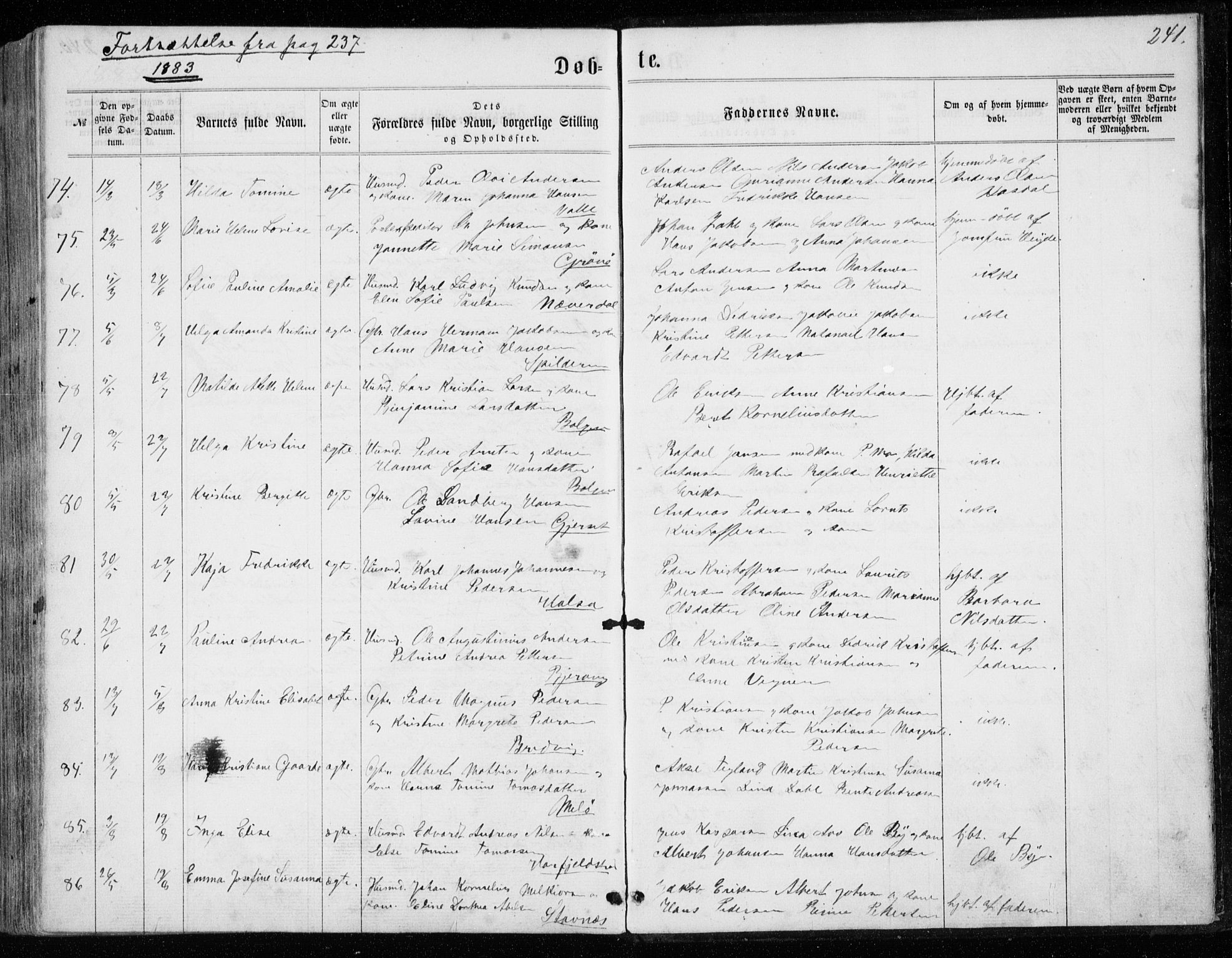 Ministerialprotokoller, klokkerbøker og fødselsregistre - Nordland, AV/SAT-A-1459/843/L0634: Klokkerbok nr. 843C03, 1860-1884, s. 241