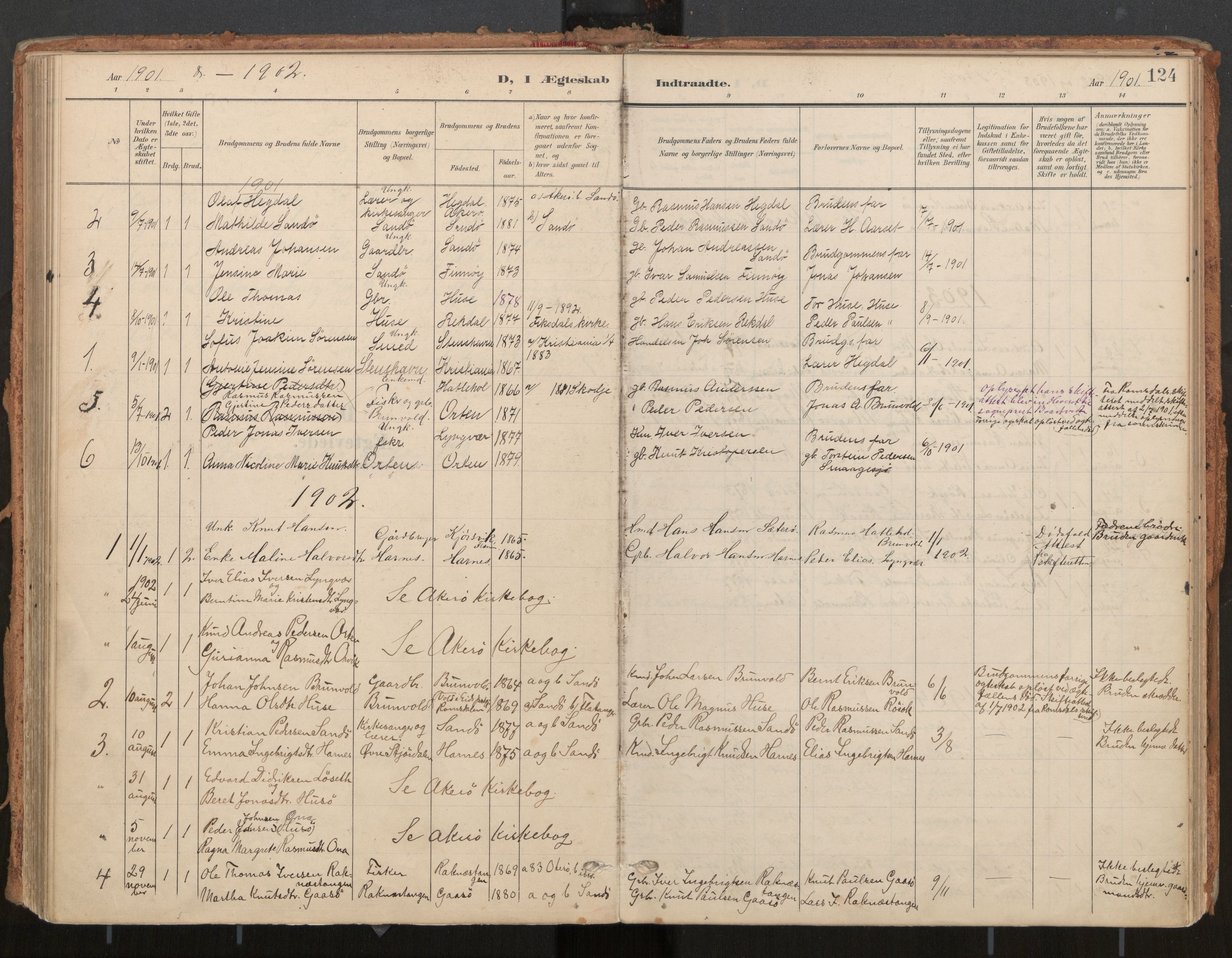 Ministerialprotokoller, klokkerbøker og fødselsregistre - Møre og Romsdal, AV/SAT-A-1454/561/L0730: Ministerialbok nr. 561A04, 1901-1929, s. 124