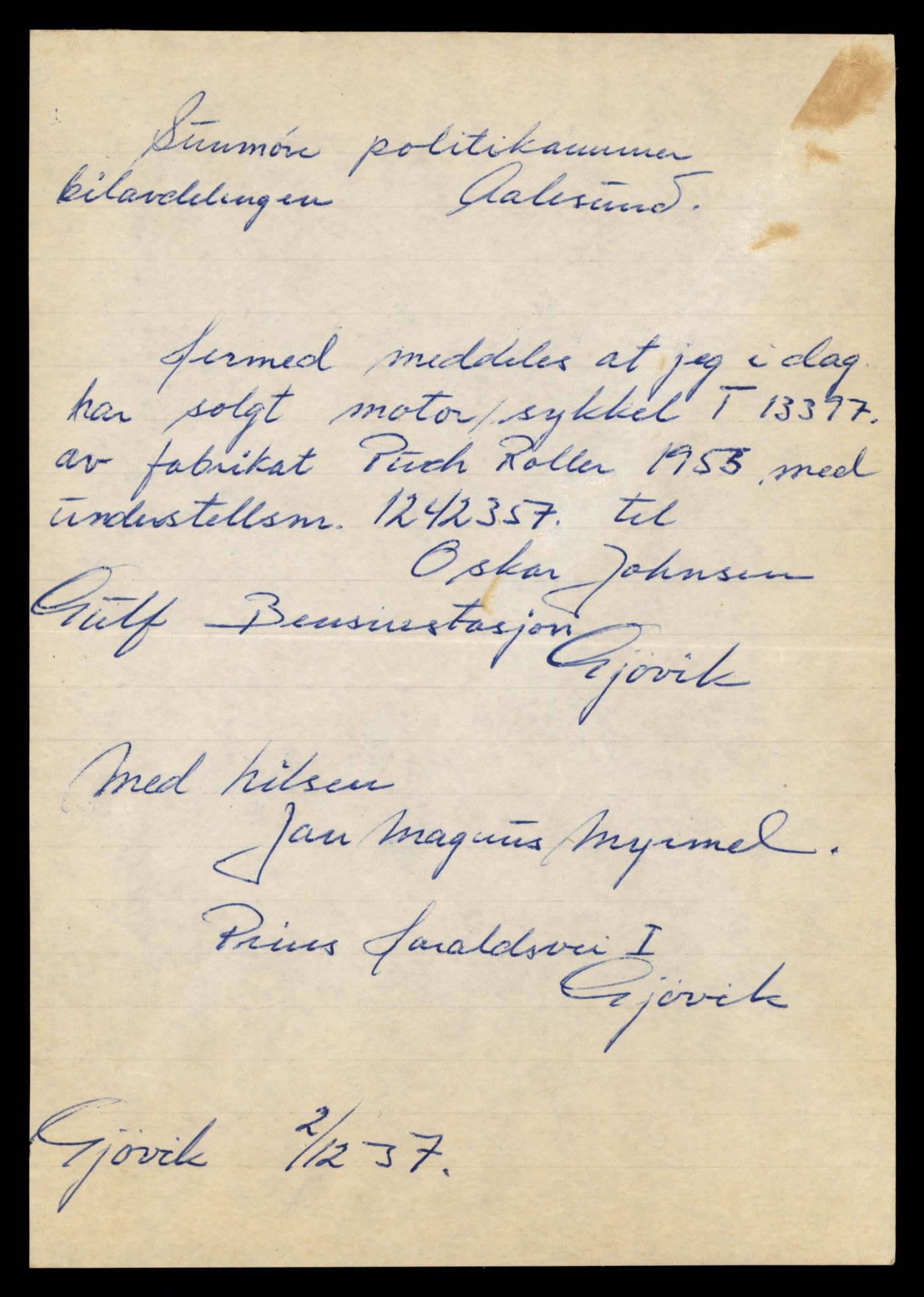 Møre og Romsdal vegkontor - Ålesund trafikkstasjon, AV/SAT-A-4099/F/Fe/L0039: Registreringskort for kjøretøy T 13361 - T 13530, 1927-1998, s. 593