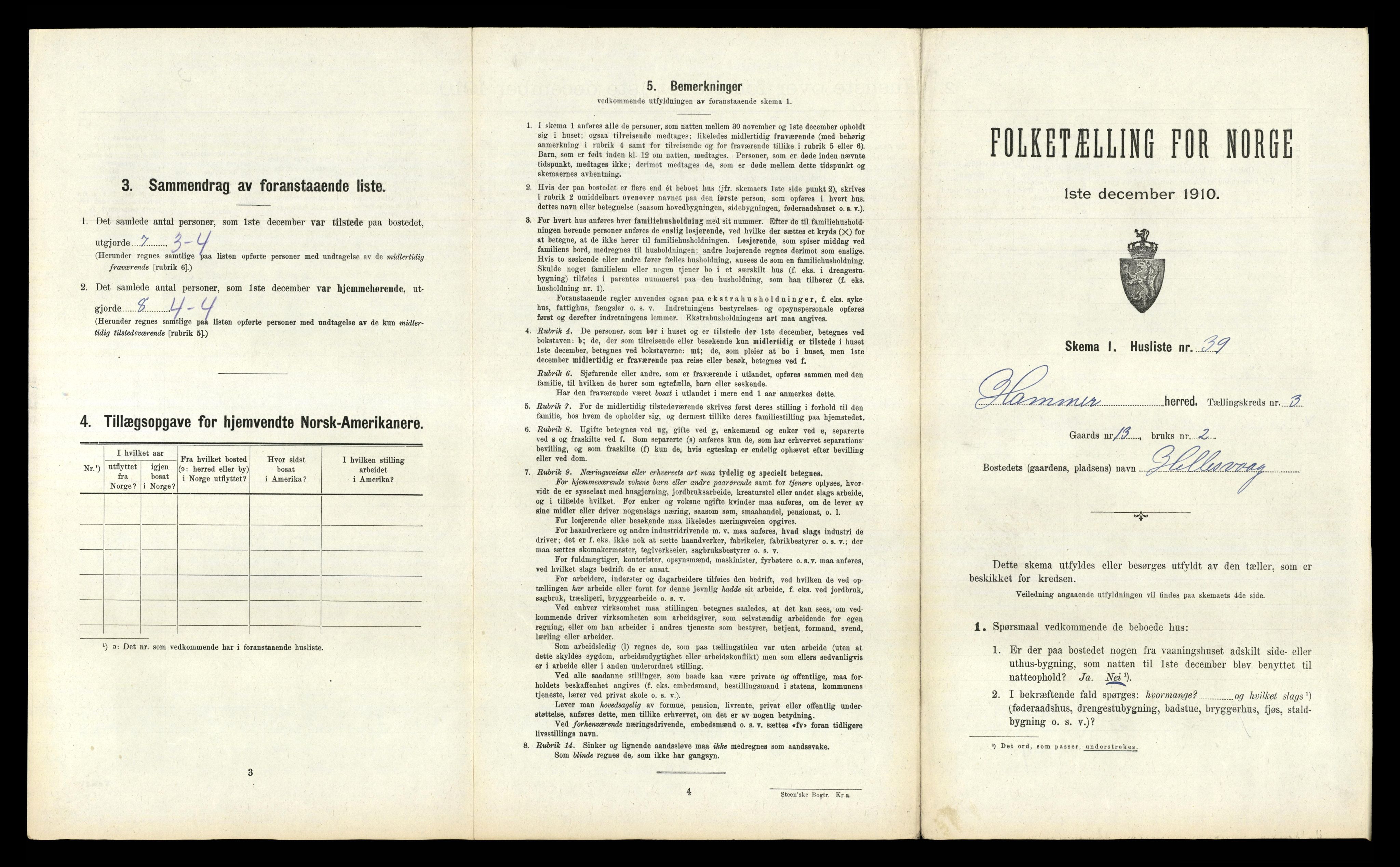 RA, Folketelling 1910 for 1254 Hamre herred, 1910, s. 224