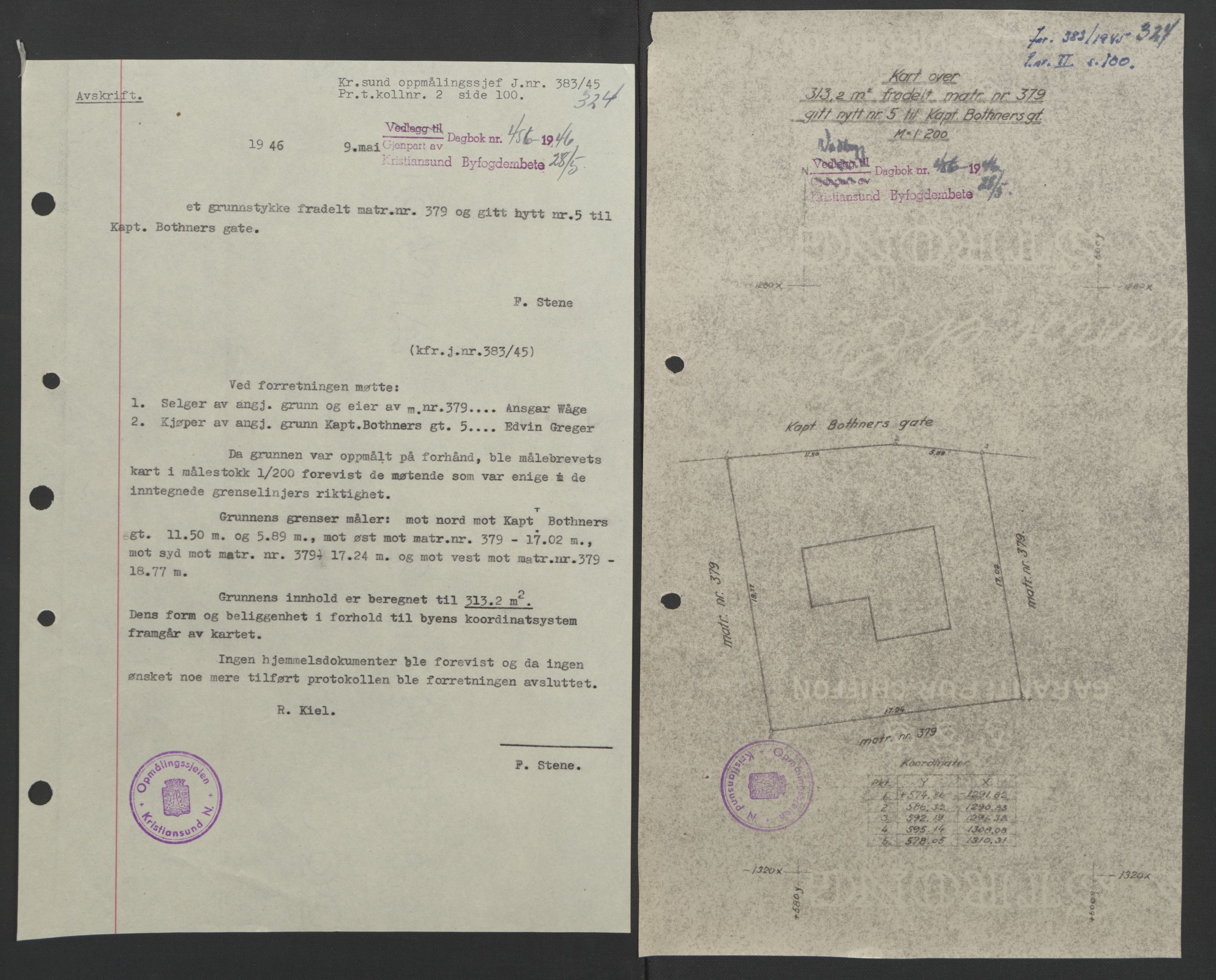 Kristiansund byfogd, AV/SAT-A-4587/A/27: Pantebok nr. 37, 1942-1945, Dagboknr: 456/1946