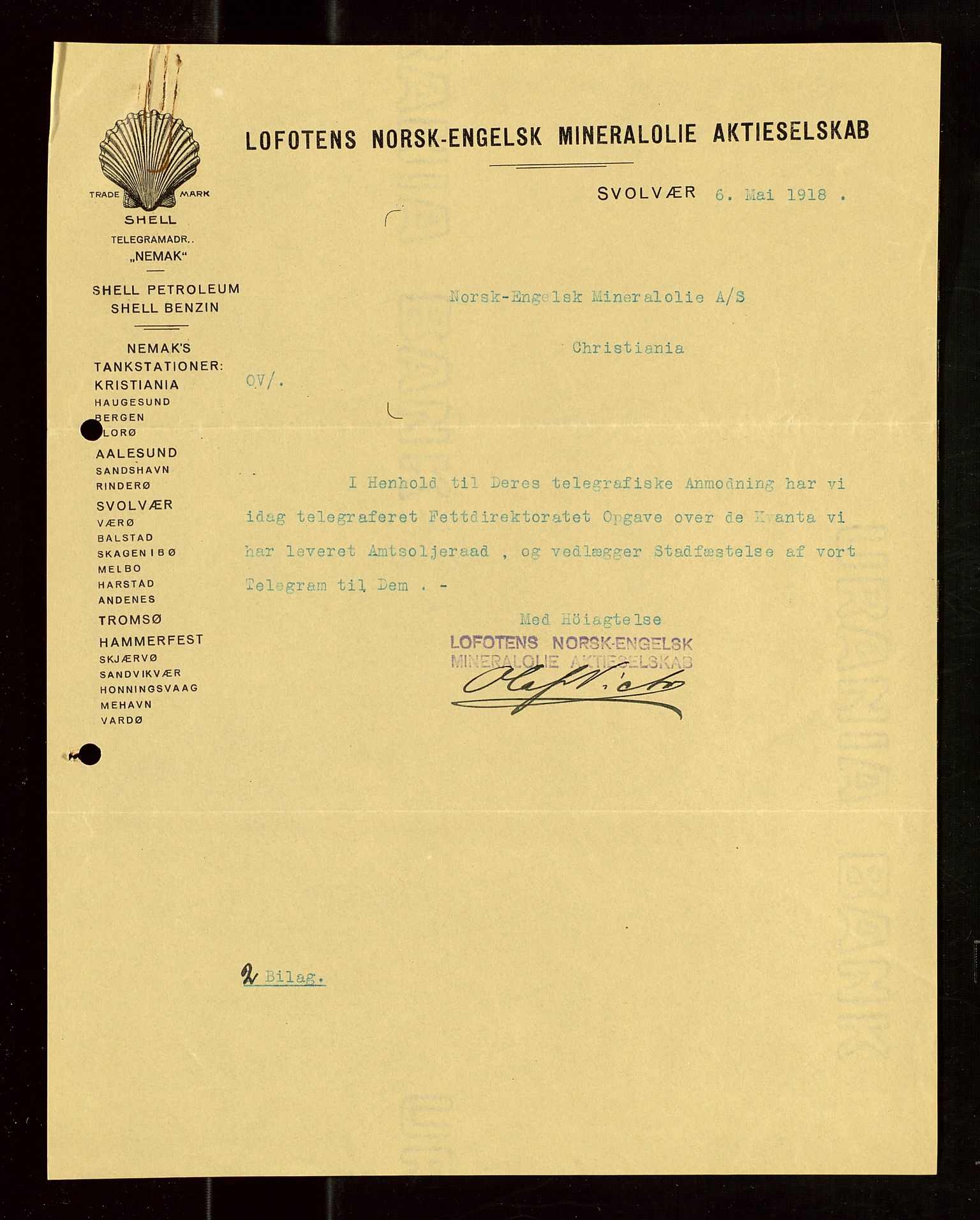 Pa 1521 - A/S Norske Shell, AV/SAST-A-101915/E/Ea/Eaa/L0022: Sjefskorrespondanse, 1918, s. 24