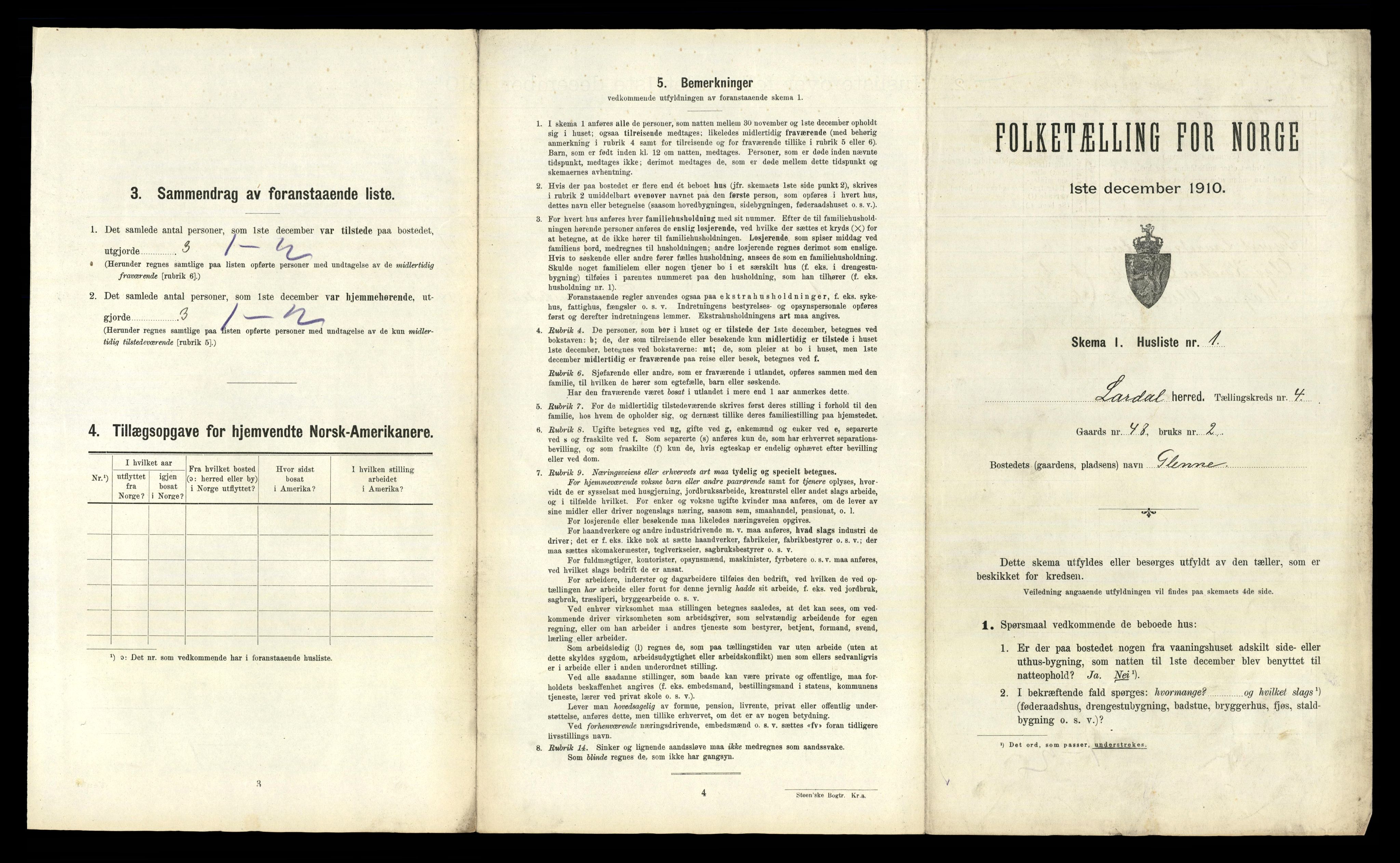 RA, Folketelling 1910 for 0728 Lardal herred, 1910, s. 536