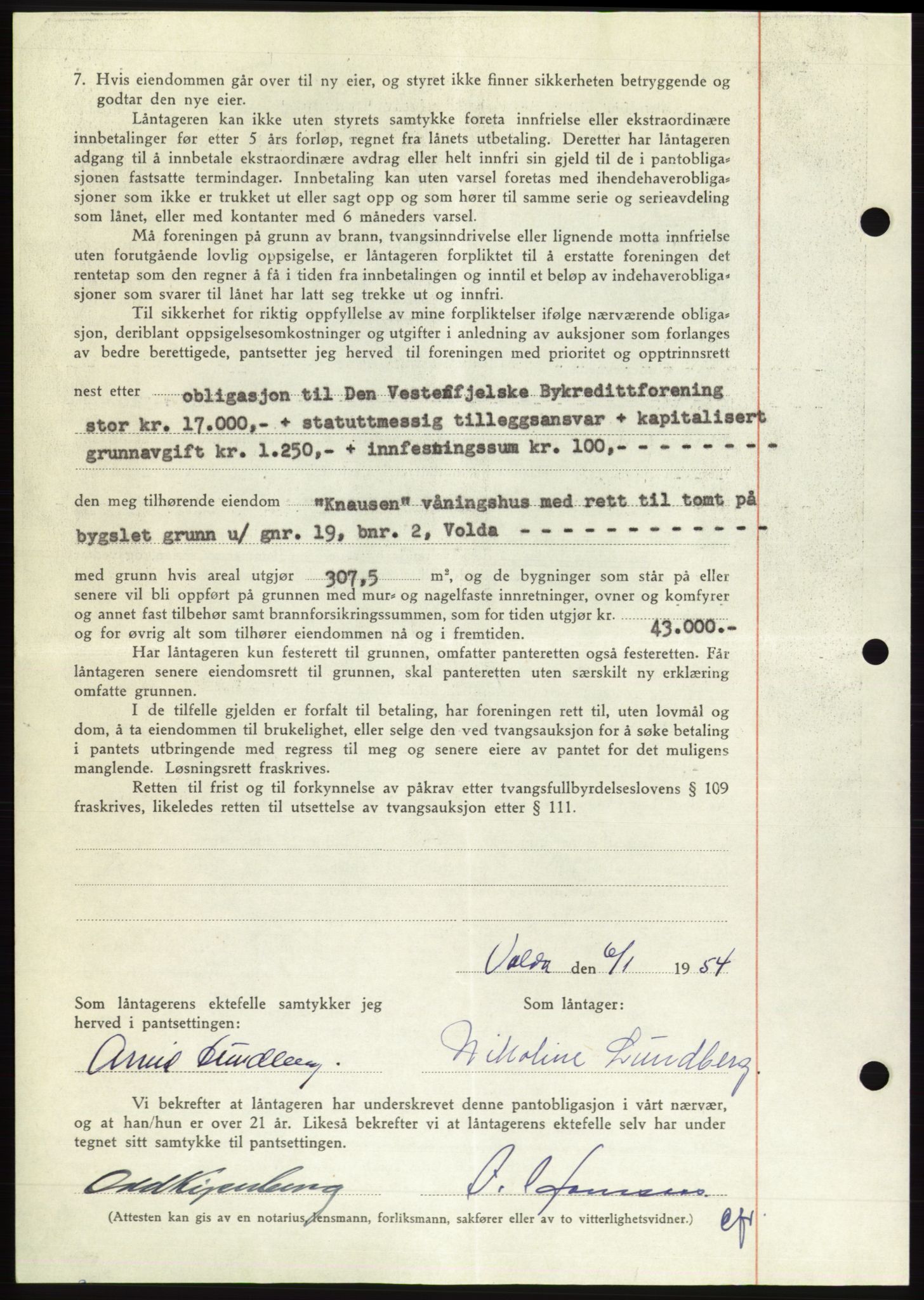 Søre Sunnmøre sorenskriveri, AV/SAT-A-4122/1/2/2C/L0124: Pantebok nr. 12B, 1953-1954, Dagboknr: 78/1954