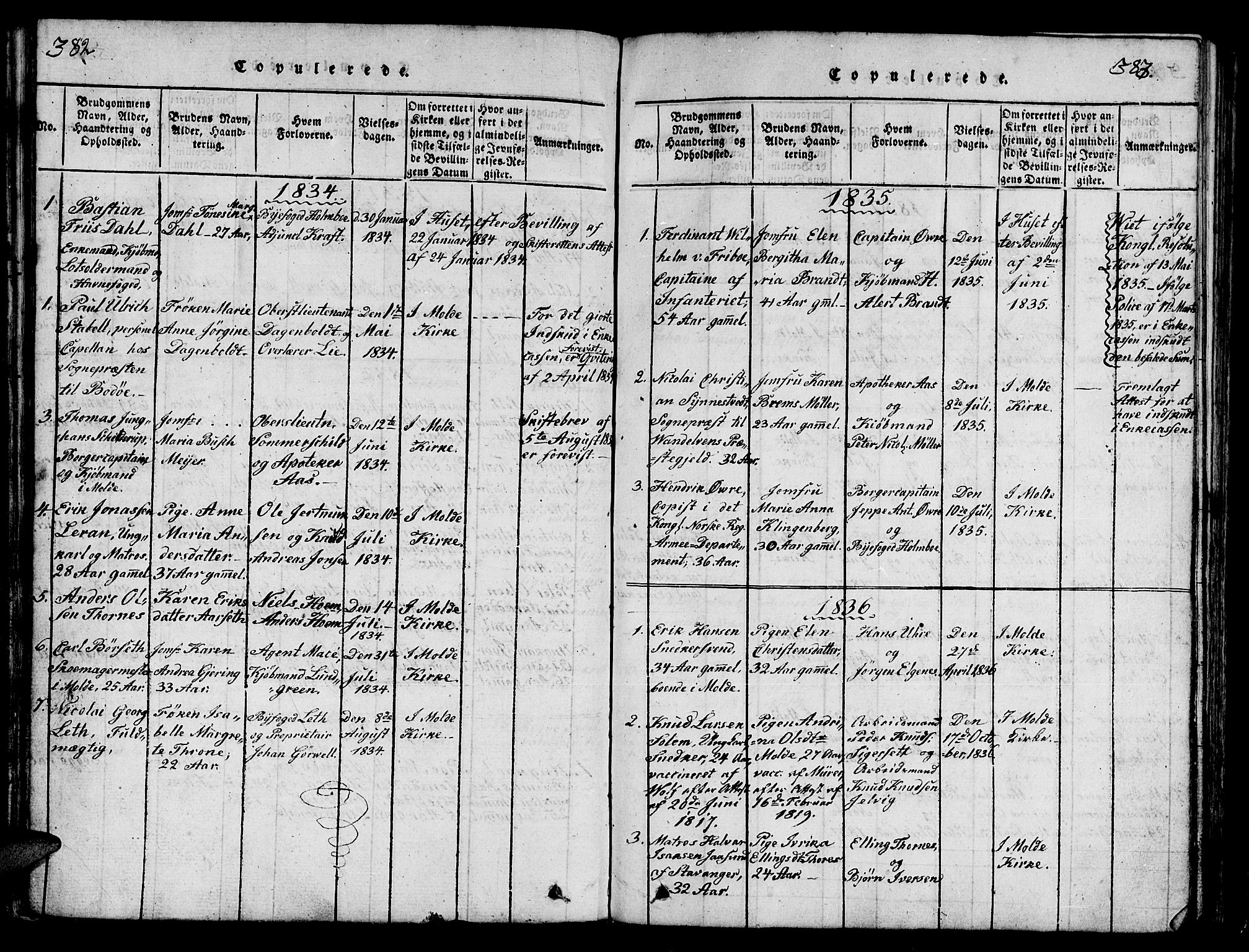 Ministerialprotokoller, klokkerbøker og fødselsregistre - Møre og Romsdal, SAT/A-1454/558/L0700: Klokkerbok nr. 558C01, 1818-1868, s. 382-383