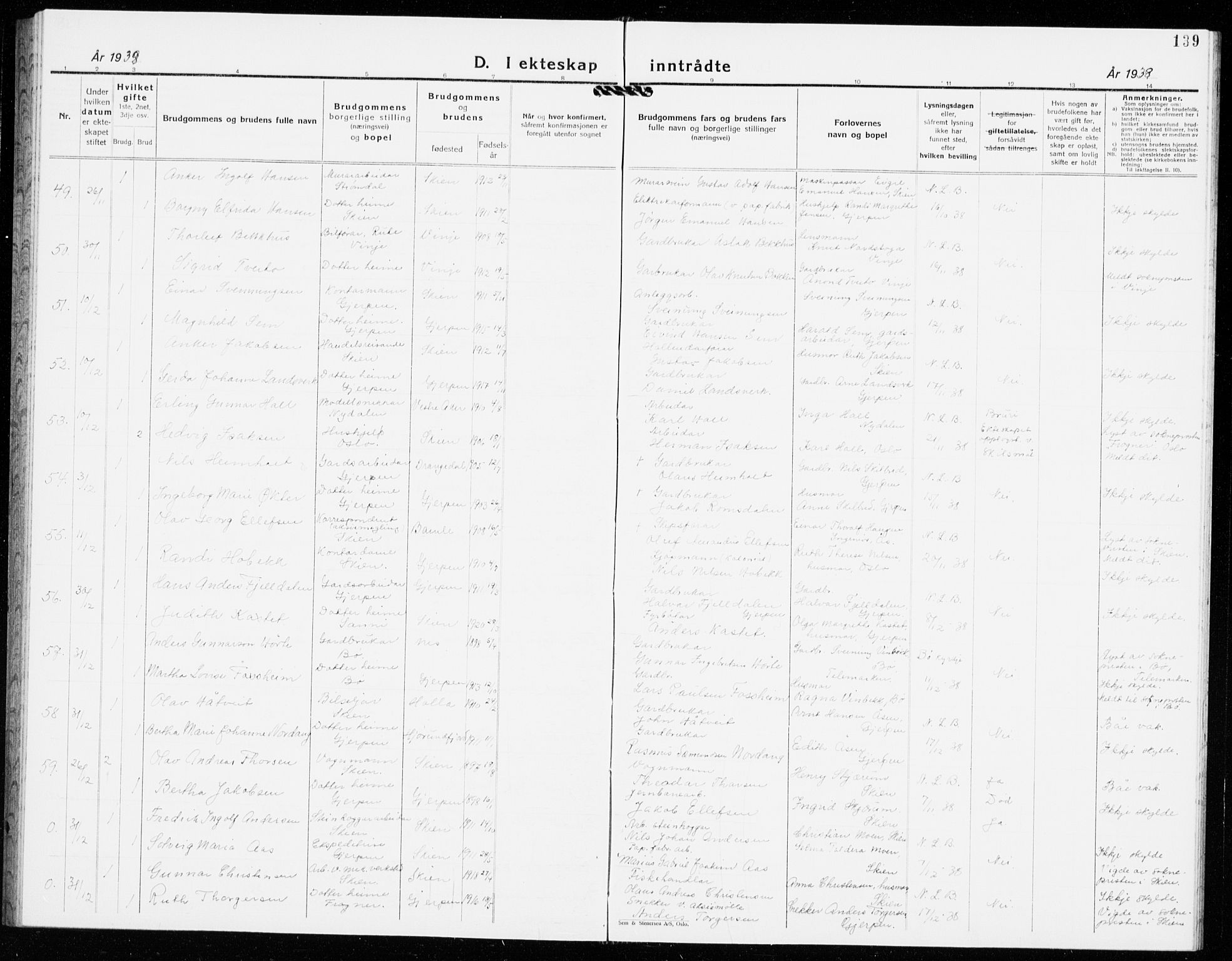 Gjerpen kirkebøker, SAKO/A-265/G/Ga/L0005: Klokkerbok nr. I 5, 1932-1940, s. 139