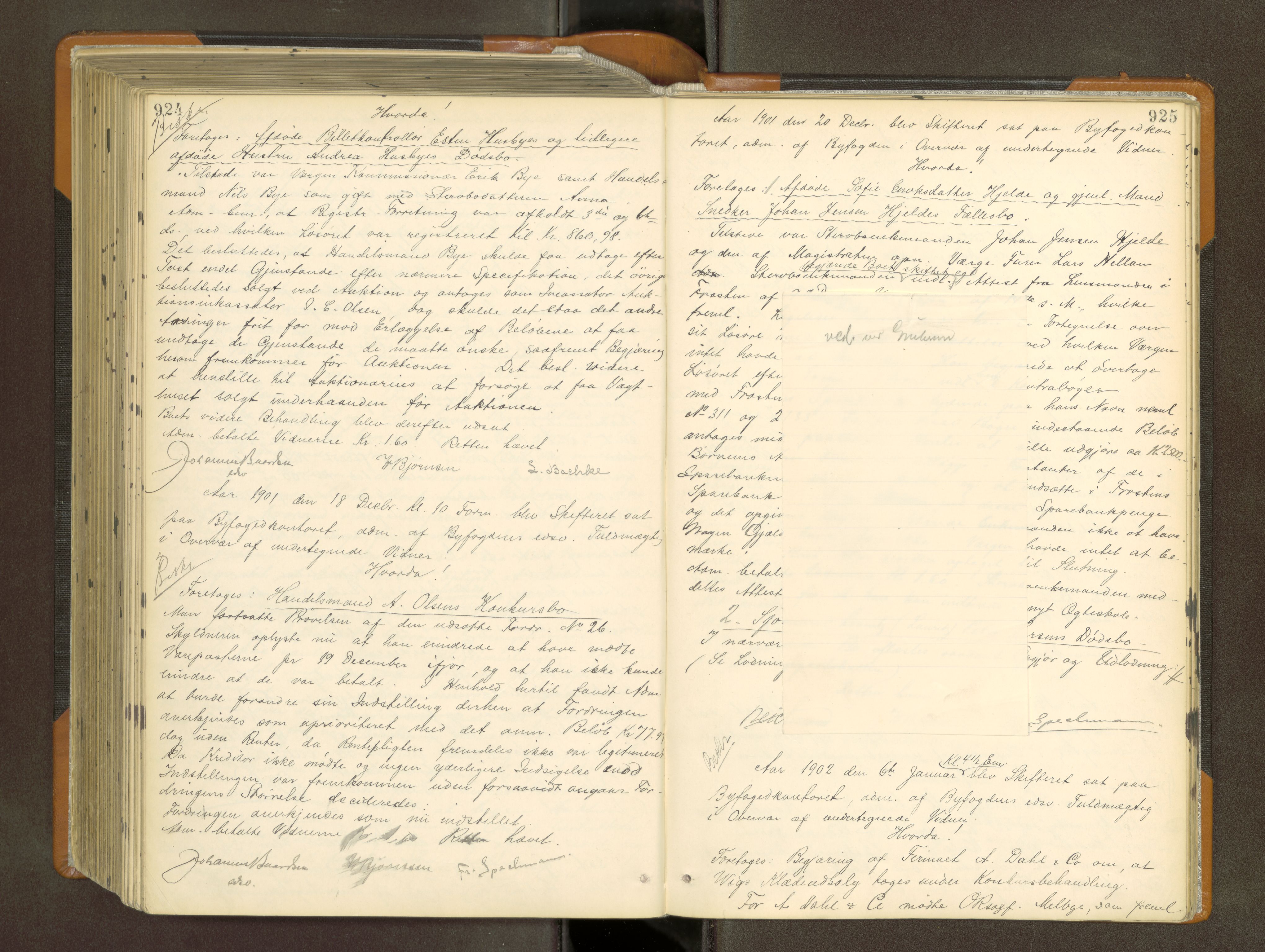 Trondheim byfogd, AV/SAT-A-0003/1/3/3B/L0012: Skiftebehandlingsprotokoll (u/ register) U, 1894-1902, s. 924-925