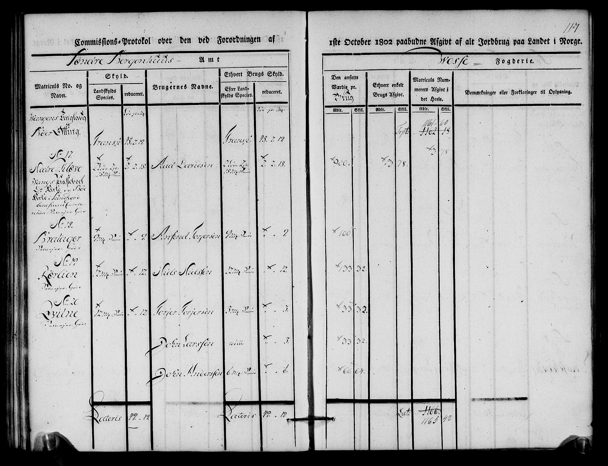 Rentekammeret inntil 1814, Realistisk ordnet avdeling, AV/RA-EA-4070/N/Ne/Nea/L0112: Nordhordland og Voss fogderi. Kommisjonsprotokoll for Voss, 1803, s. 119