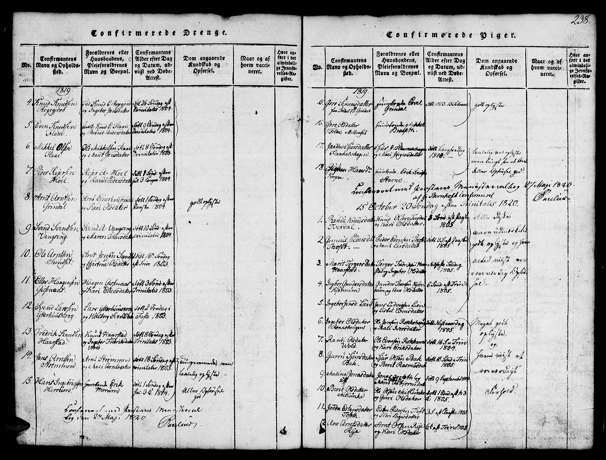 Ministerialprotokoller, klokkerbøker og fødselsregistre - Sør-Trøndelag, AV/SAT-A-1456/674/L0874: Klokkerbok nr. 674C01, 1816-1860, s. 238