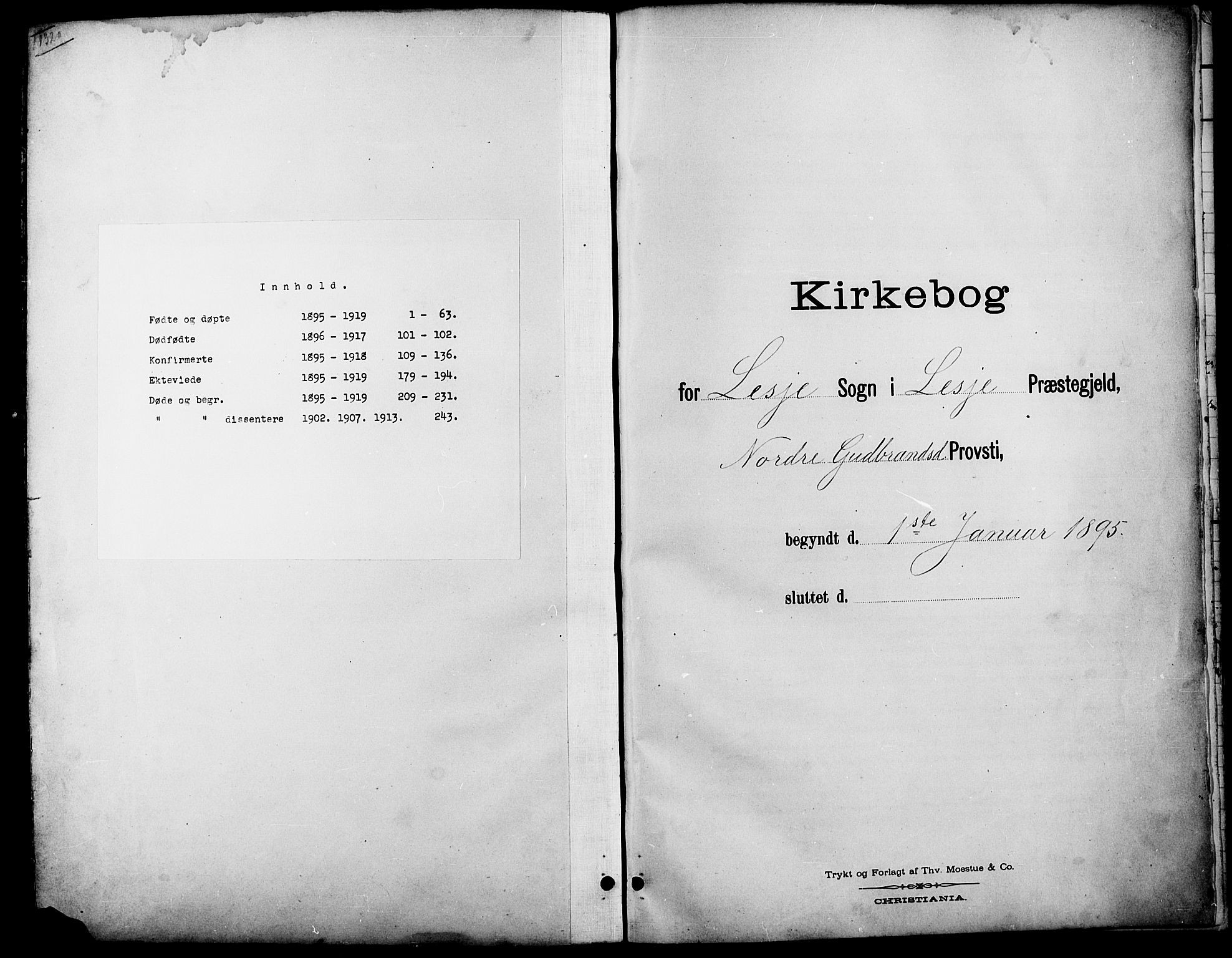 Lesja prestekontor, SAH/PREST-068/H/Ha/Hab/L0007: Klokkerbok nr. 7, 1895-1919