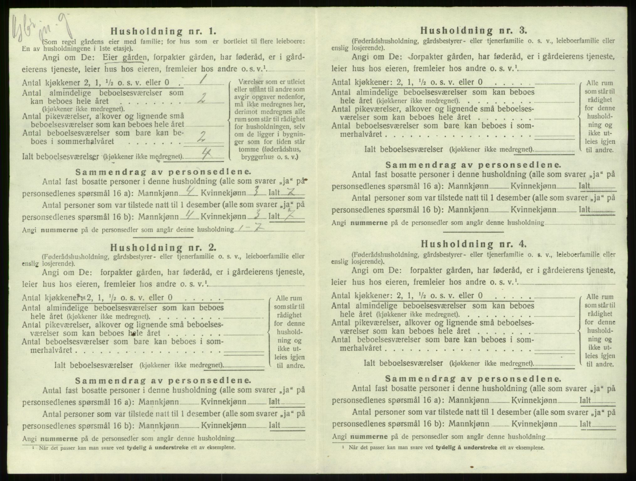 SAB, Folketelling 1920 for 1250 Haus herred, 1920, s. 1134